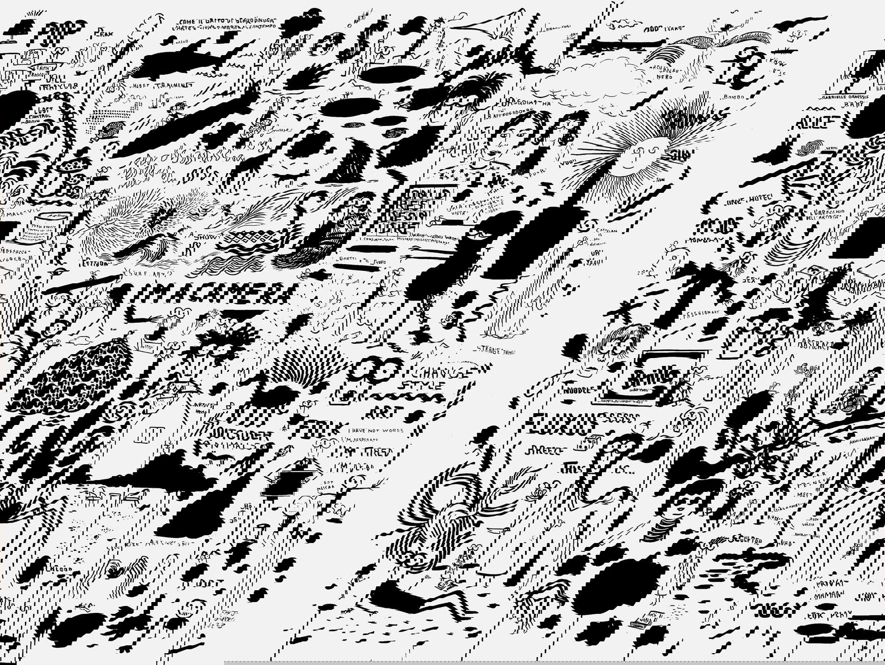 Fausto Gilberti, I am a camera (2023; India ink on paper, 152x202 cm) Fausto Gilberti, I am a camera (2023; India ink on paper, 152x202 cm)