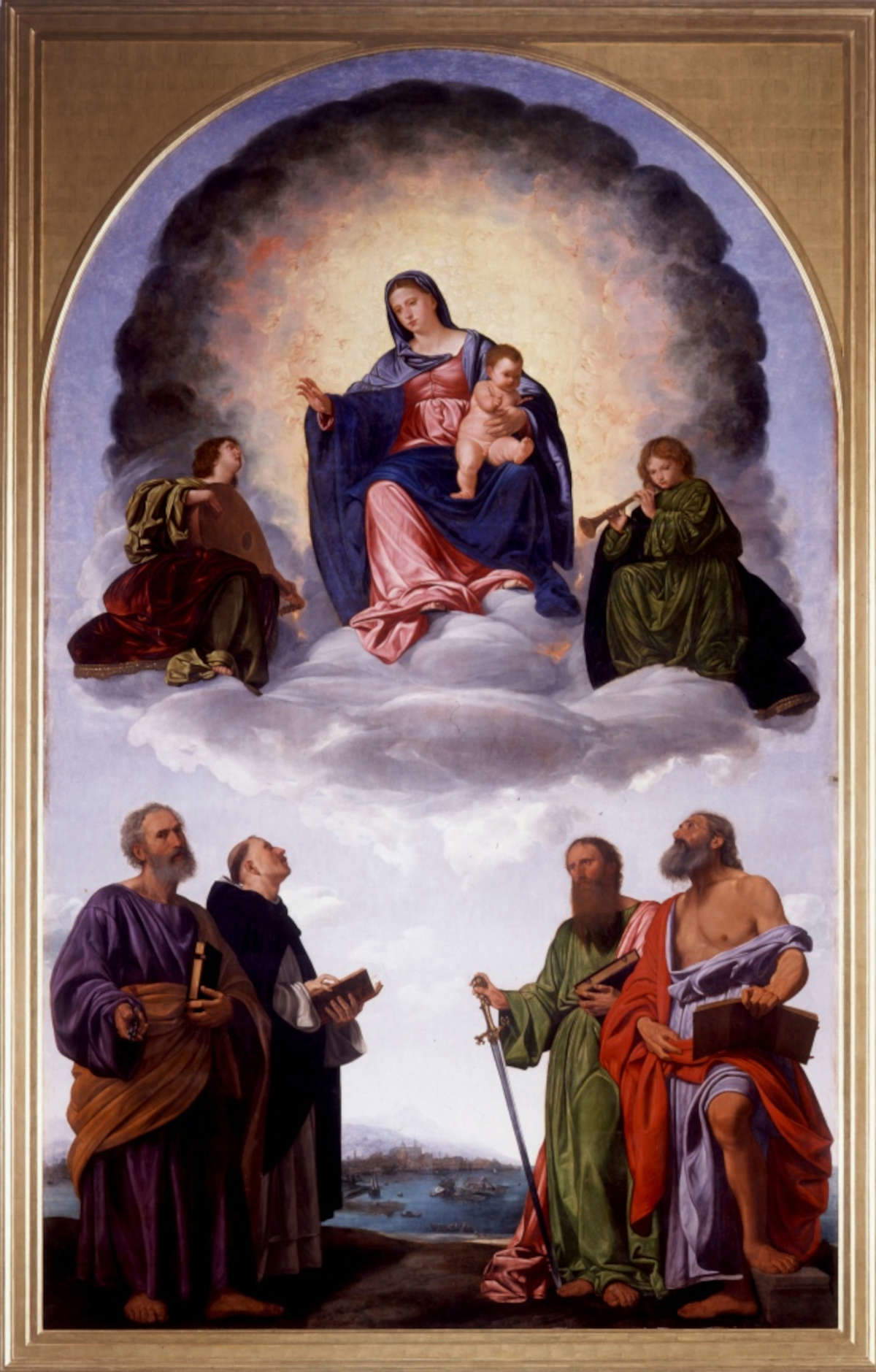 Giovanni Girolamo Savoldo, Retablo de San Domenico di Pesaro (1524-1526; óleo sobre tabla, 505 x 212 cm; Milán, Pinacoteca di Brera) Giovanni Girolamo Savoldo, Retablo de San Domenico di Pesaro (1524-1526; óleo sobre tabla, 505 x 212 cm; Milán, Pinacoteca di Brera)