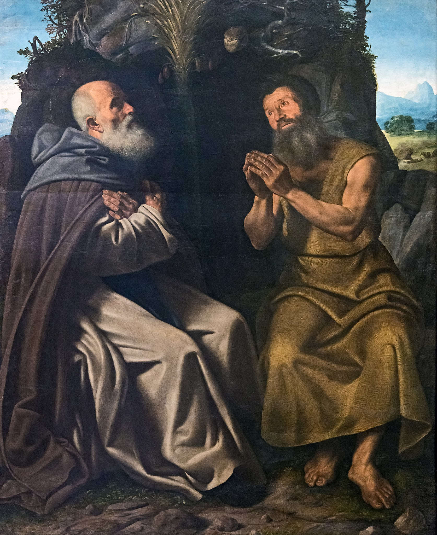 Giovanni Girolamo Savoldo, Los santos Abad y Pablo el Ermitaño (tabla, 165 x 137 cm; Venecia, Gallerie dell'Accademia) Giovanni Girolamo Savoldo, Los santos Abad y Pablo el Ermitaño (tabla, 165 x 137 cm; Venecia, Gallerie dell'Accademia)