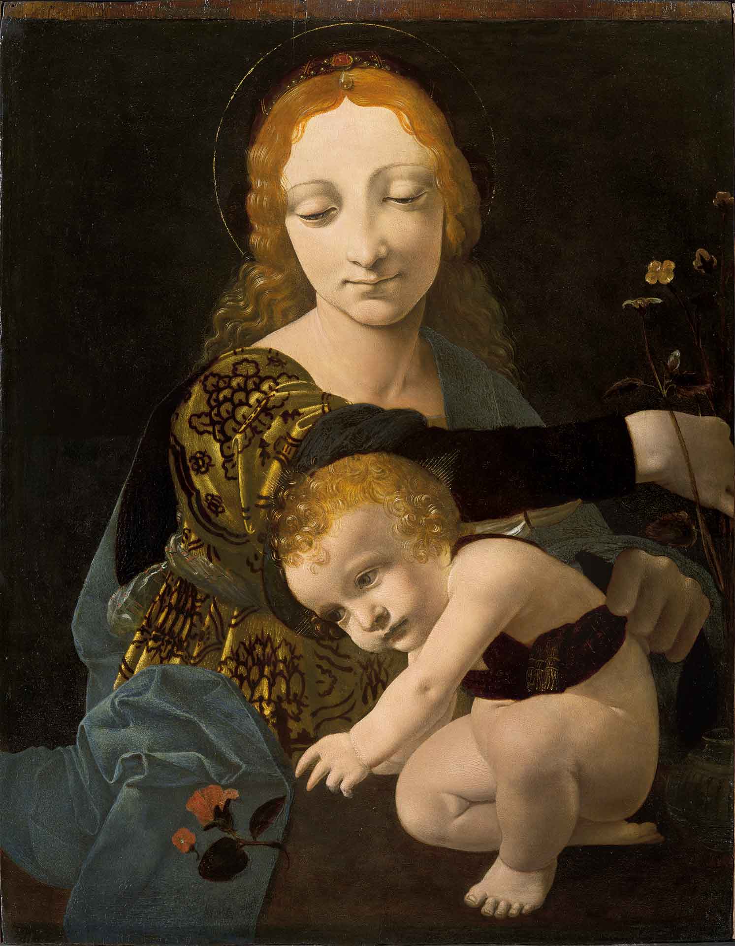 Giovanni Boltraffio, Madonna col Bambino (1487-1490 circa; tavola, 45,5 x 35,6 cm; Milano, Museo Poldi Pezzoli) Giovanni Boltraffio, Madonna col Bambino (1487-1490 circa; tavola, 45,5 x 35,6 cm; Milano, Museo Poldi Pezzoli)
