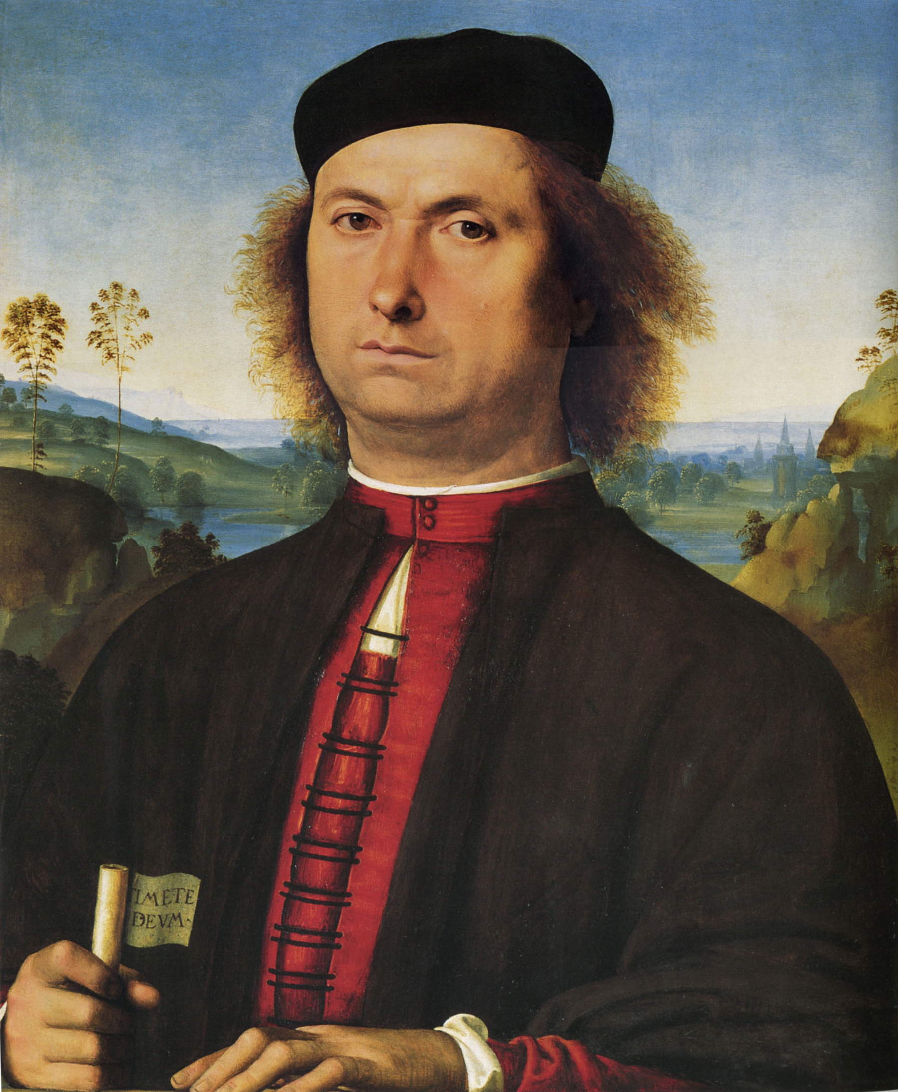 Perugino, Ritratto di Francesco delle Opere (1494; tavola, 52 x 44 cm; Firenze, Gallerie degli Uffizi) Perugino, Ritratto di Francesco delle Opere (1494; tavola, 52 x 44 cm; Firenze, Gallerie degli Uffizi)