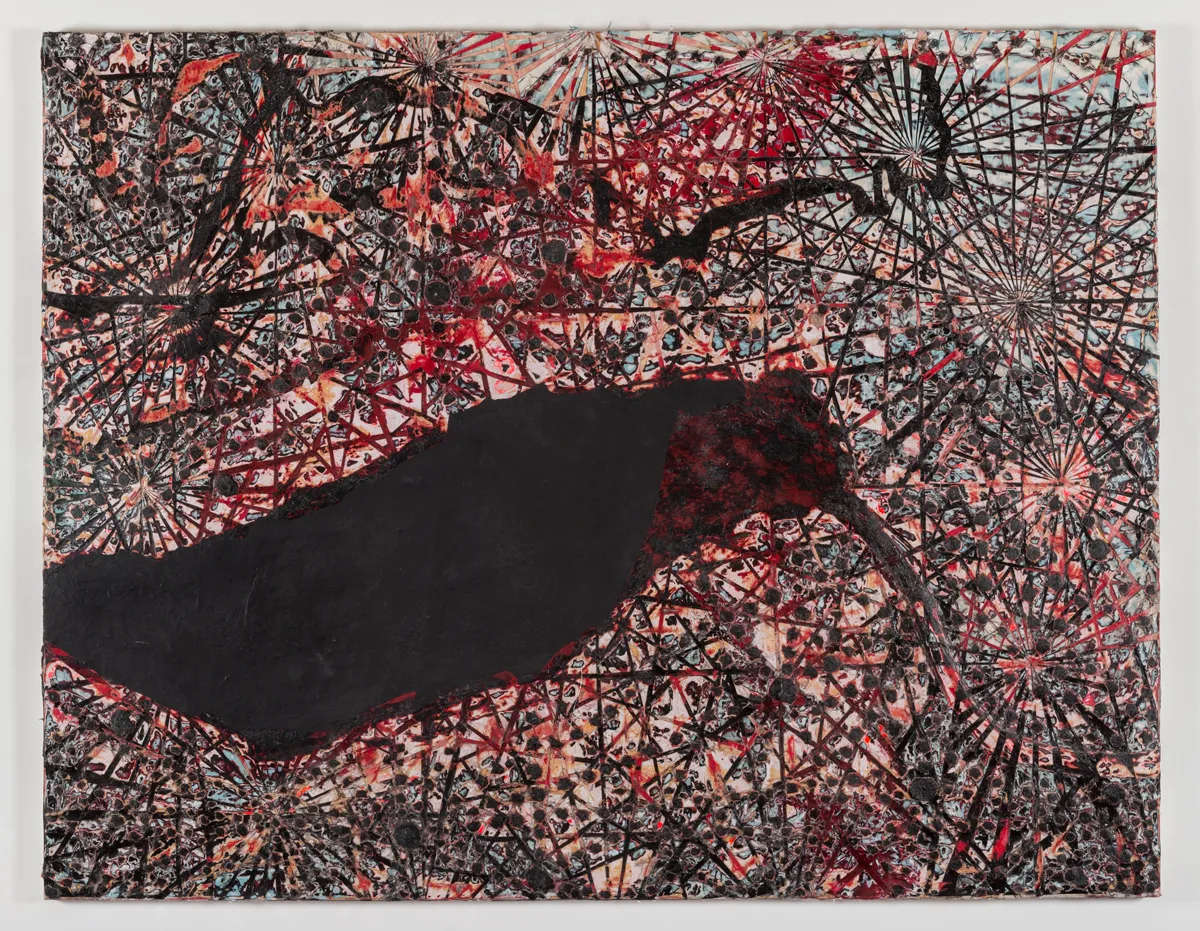 Mark Bradford, Toter Kolibri (2015; Mischtechnik, 214 x 275,6 cm; Los Angeles, Hammer Museum; Courtesy des Künstlers und Hauser &amp; Wirth)