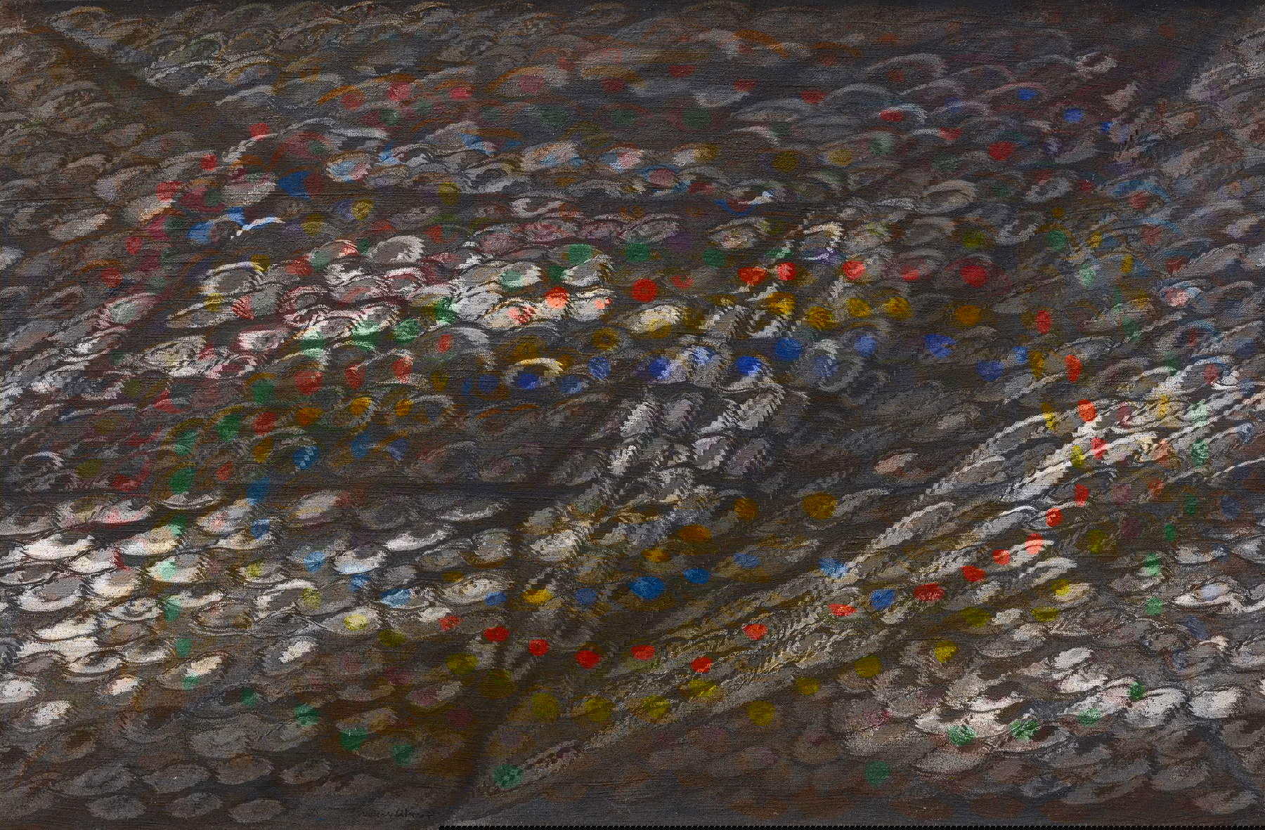 Maria Helena Vieira da Silva, La Scala o gli occhi (La Scala ou Les Yeux) (1937; olio su tela, 60 x 92 cm). Su concessione di Galerie Jeanne Bucher Jaeger, Parigi-Lisbona &copy; Maria Helena Vieira da Silva, by SIAE 2025