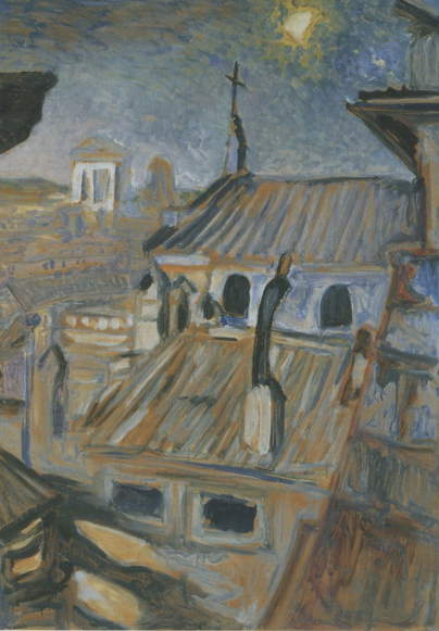 Carlo Levi, Dächer von Rom (1951; Öl auf Tempera, 103 x 71 cm; Rom, Fondazione Carlo Levi) Carlo Levi, Dächer von Rom (1951; Öl auf Tempera, 103 x 71 cm; Rom, Fondazione Carlo Levi)