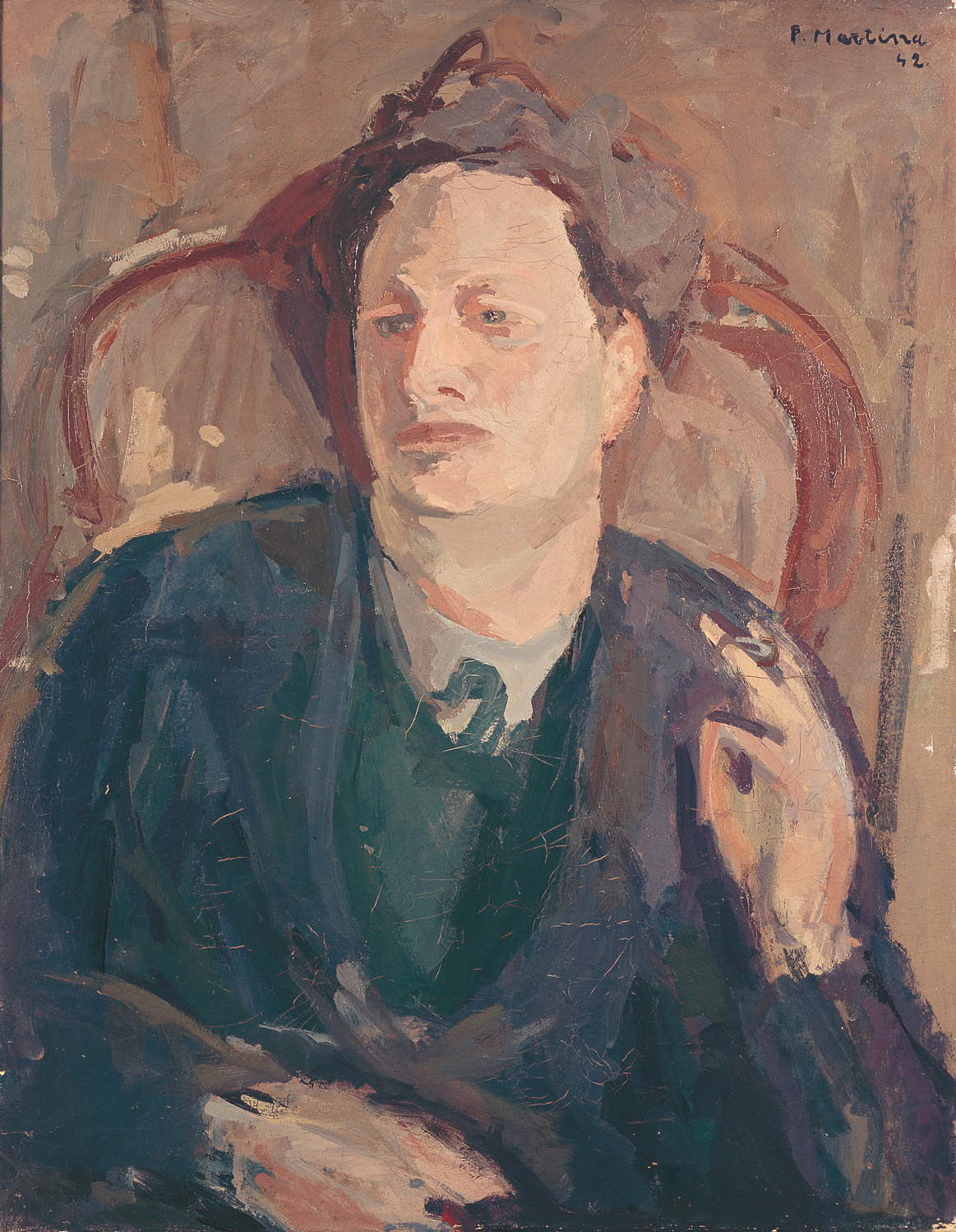 Piero Martina, Porträt von Carlo Levi (1942; Öl auf Leinwand, 81 x 63 cm; Privatsammlung) Piero Martina, Porträt von Carlo Levi (1942; Öl auf Leinwand, 81 x 63 cm; Privatsammlung)