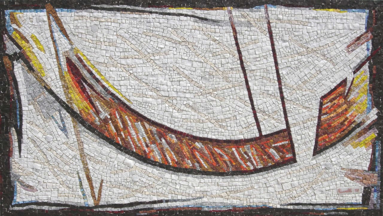 Enzo Tinarelli, Nata (2008; Marmor und Emaille, 69 x 122 cm) Enzo Tinarelli, Nata (2008; Marmor und Emaille, 69 x 122 cm)