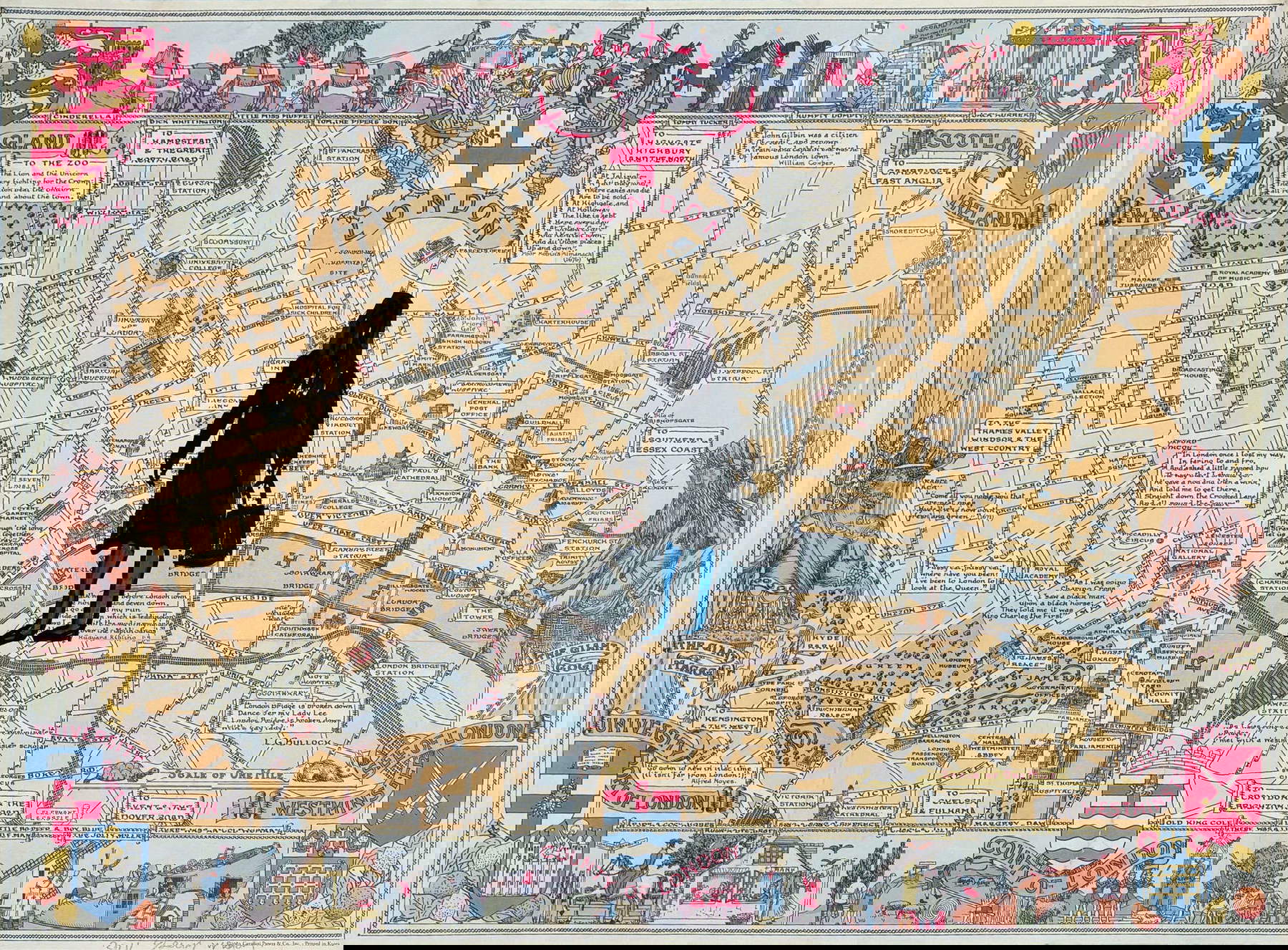 Jenny Watson, Londres (2011 ; techniques mixtes sur carte, 50 x 70 cm)