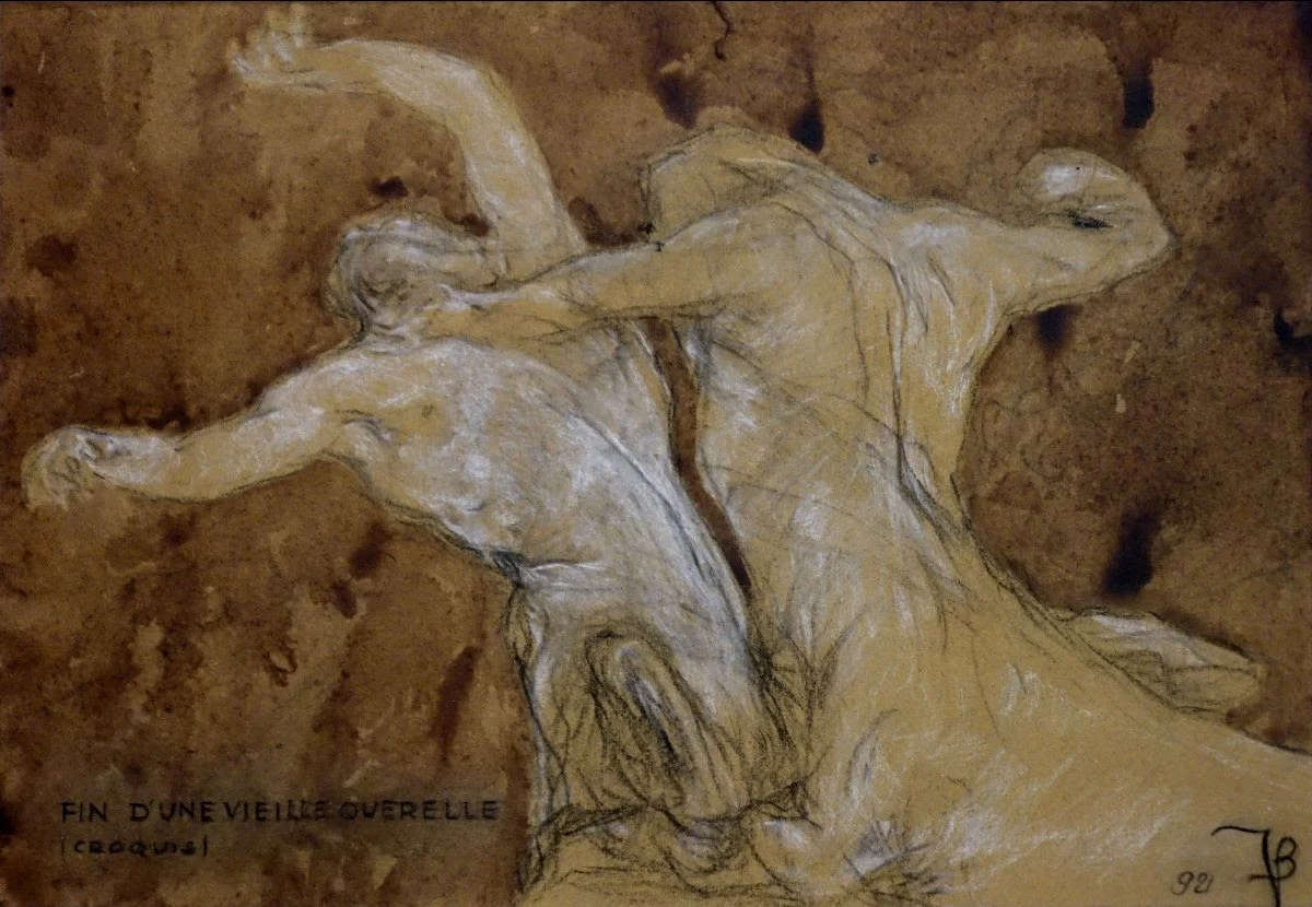Jules van Biesbroeck, Lotta di due centauri. End of an Old Struggle (1921; pastel y acuarela sobre cartón, 29,5 &times; 42,6 cm; Ferrara, Colección BPER Banca)