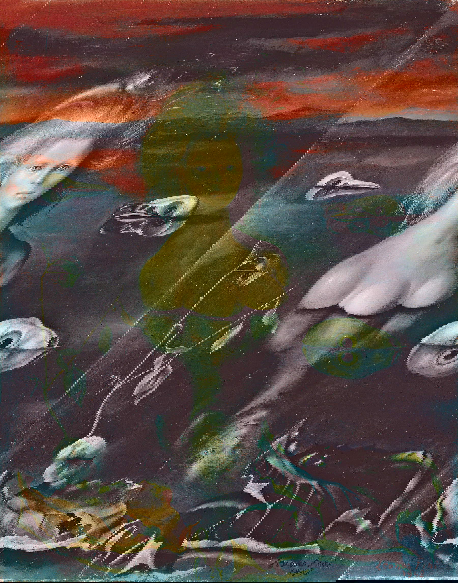 Leonor Fini, Le bout du monde (1948; óleo sobre lienzo, 35 x 25 cm; colección privada) &copy; Leonor Fini Estate, París