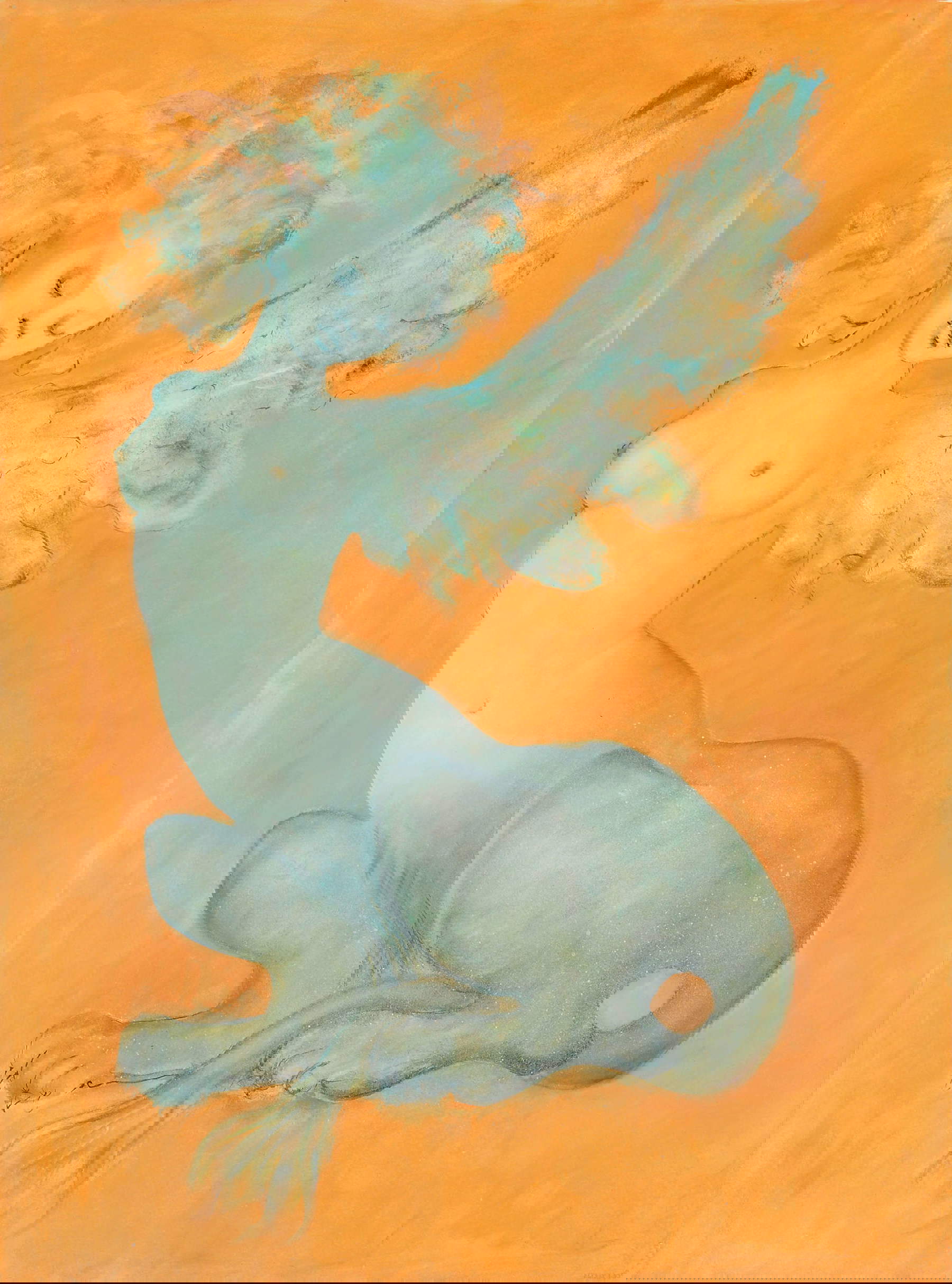 Leonor Fini, Esfinge (naranja) (1973; técnica mixta sobre lienzo, 76,2 x 57,2 cm; colección particular) &copy; Leonor Fini Estate, París