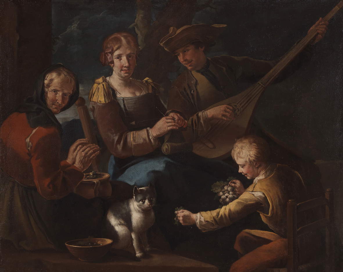 Giacomo Francesco Cipper, Familienszene (Öl auf Leinwand, 119 x 147,5 cm; Treviso, Musei Civici)