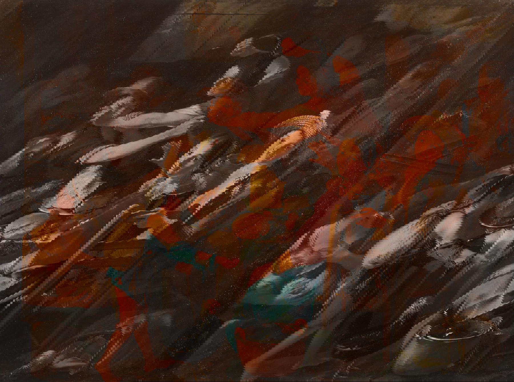 Giacomo Francesco Cipper, Tischszene (Öl auf Leinwand, 179 x 239 cm; Sammlung Gastaldi Rotelli)