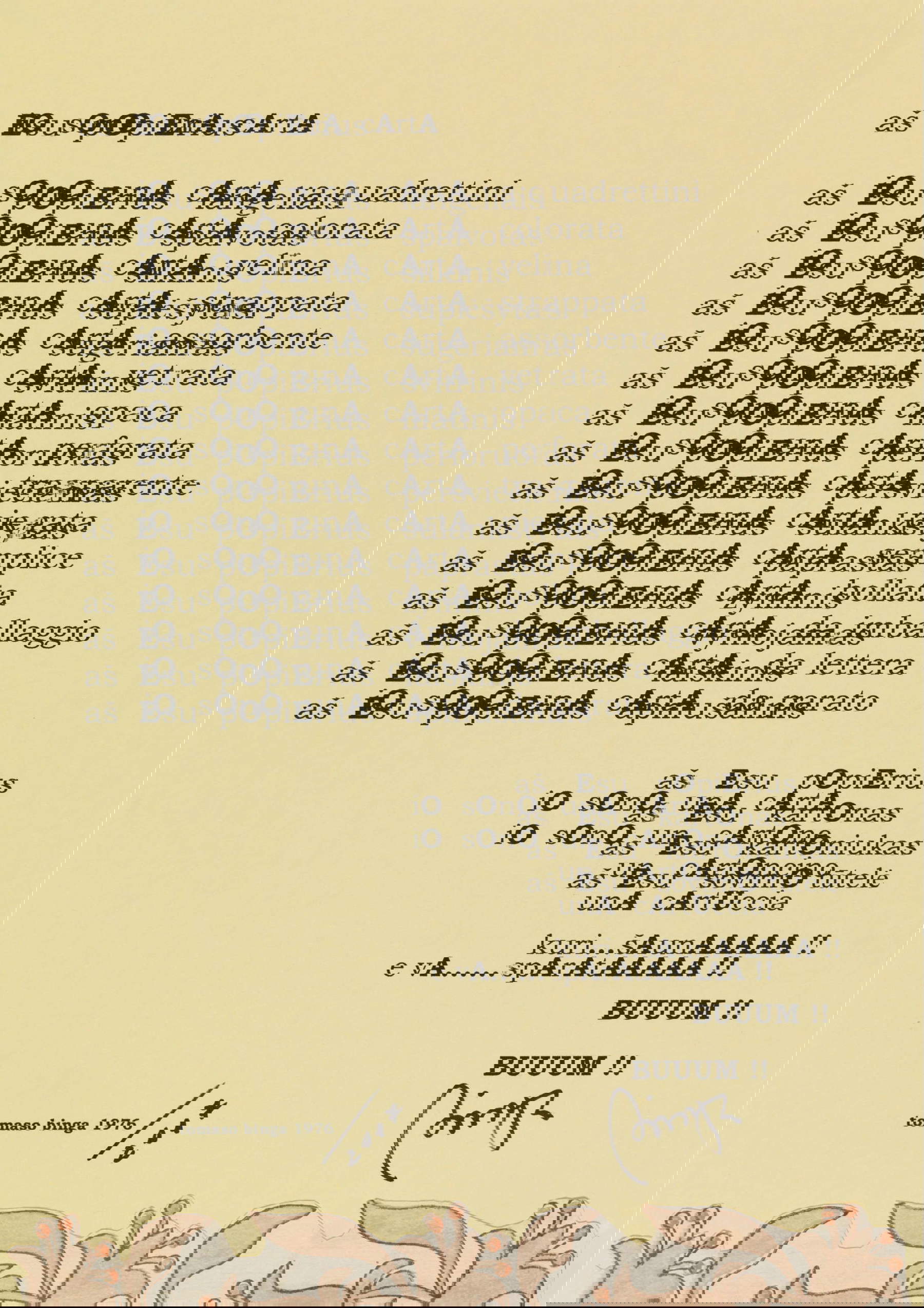 Tomaso Binga, OperaPoesia - Io sono una carta (1976-2017; collage y composición digital sobre papel, 29 x 21 cm). Por concesión de Archivio Tomaso Binga y Galleria Frittelli Arte Contemporanea, Florencia.