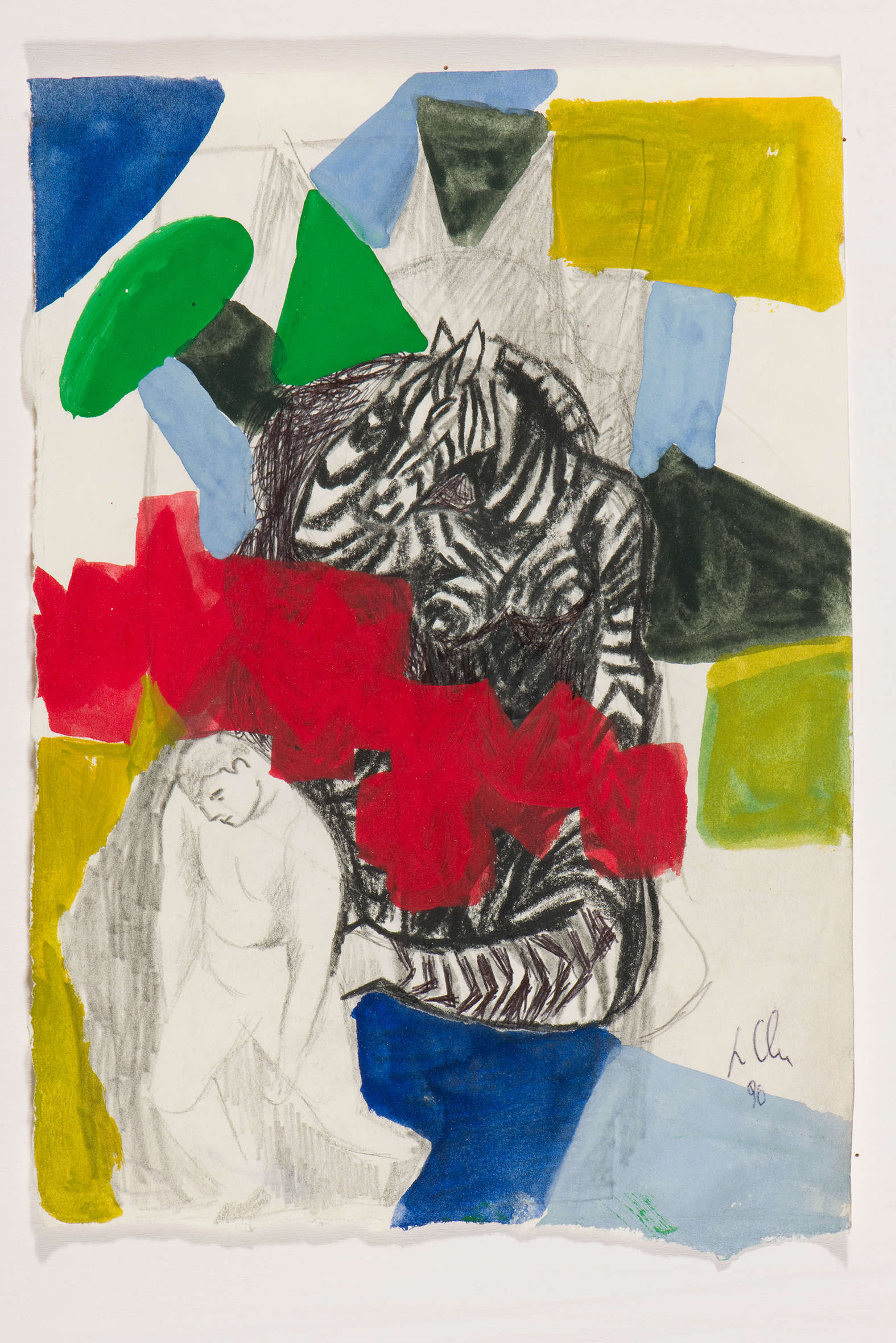 Sandro Chia, Senza titolo (1990; tecnica mista su carta, 29&times;20,4 cm). Foto: Rolando Paolo Guerzoni, su concessione di Galleria Mazzoli, Modena