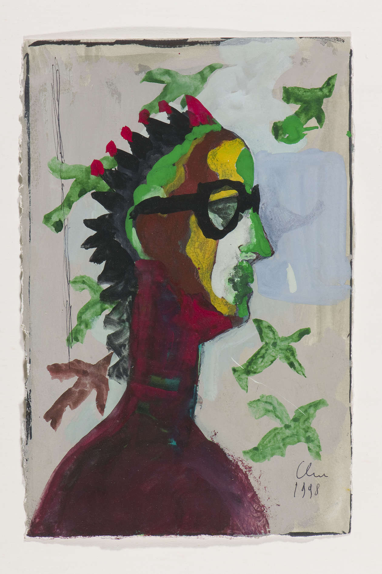 Sandro Chia, Senza titolo (1998; tecnica mista su carta, 29,8 &times; 20 cm). Foto: Rolando Paolo Guerzoni, su concessione di Galleria Mazzoli, Modena