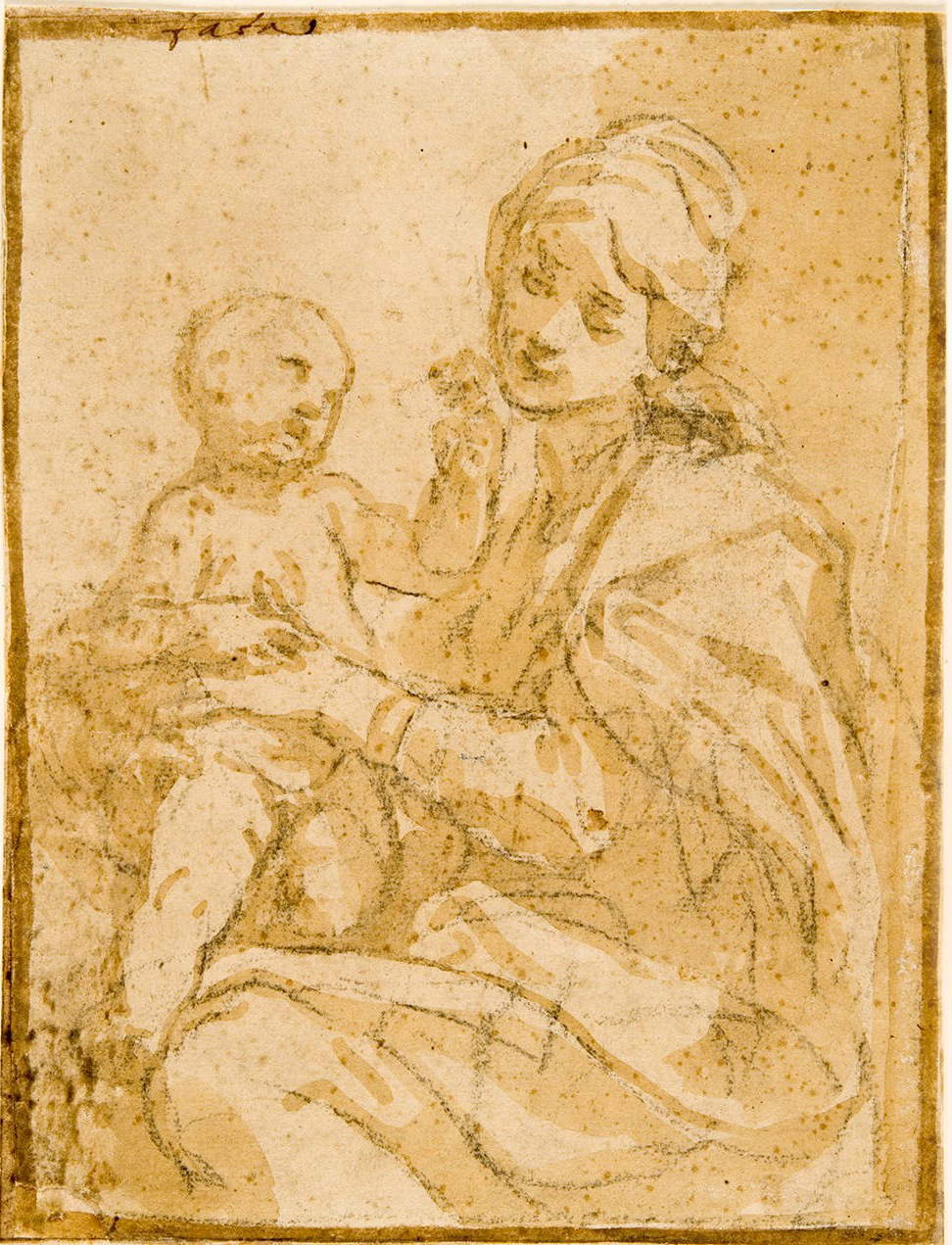 Elisabetta Sirani, Studie für Madonna mit Kind (Venedig, Stiftung Cini)