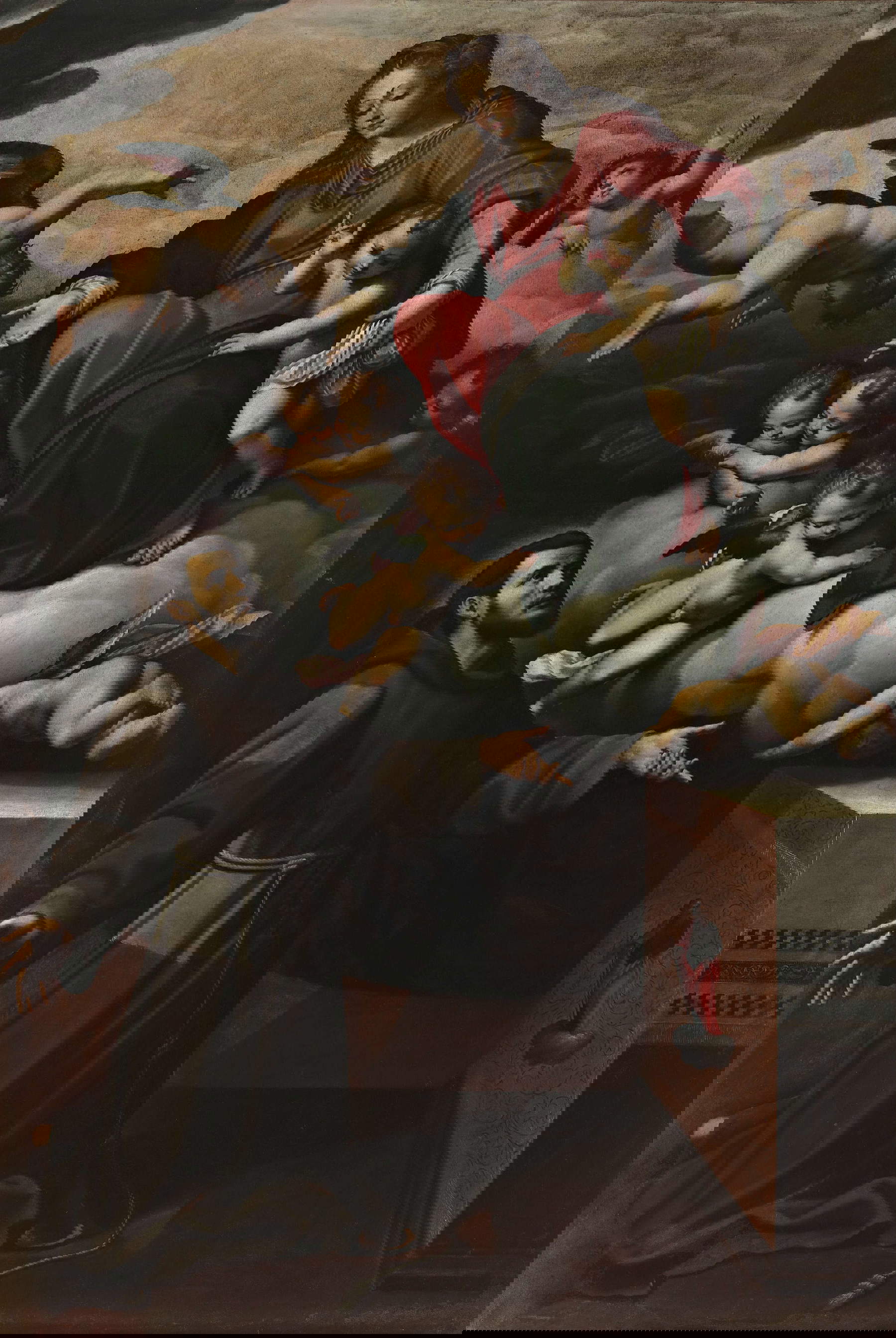 Gian Giacomo Pasini detto l'Usignolo, Apparizione della Vergine col Bambino a san Francesco (1608-1615; olio su tela, 250 x 150 cm; Piacenza, Musei Civici di Palazzo Farnese)