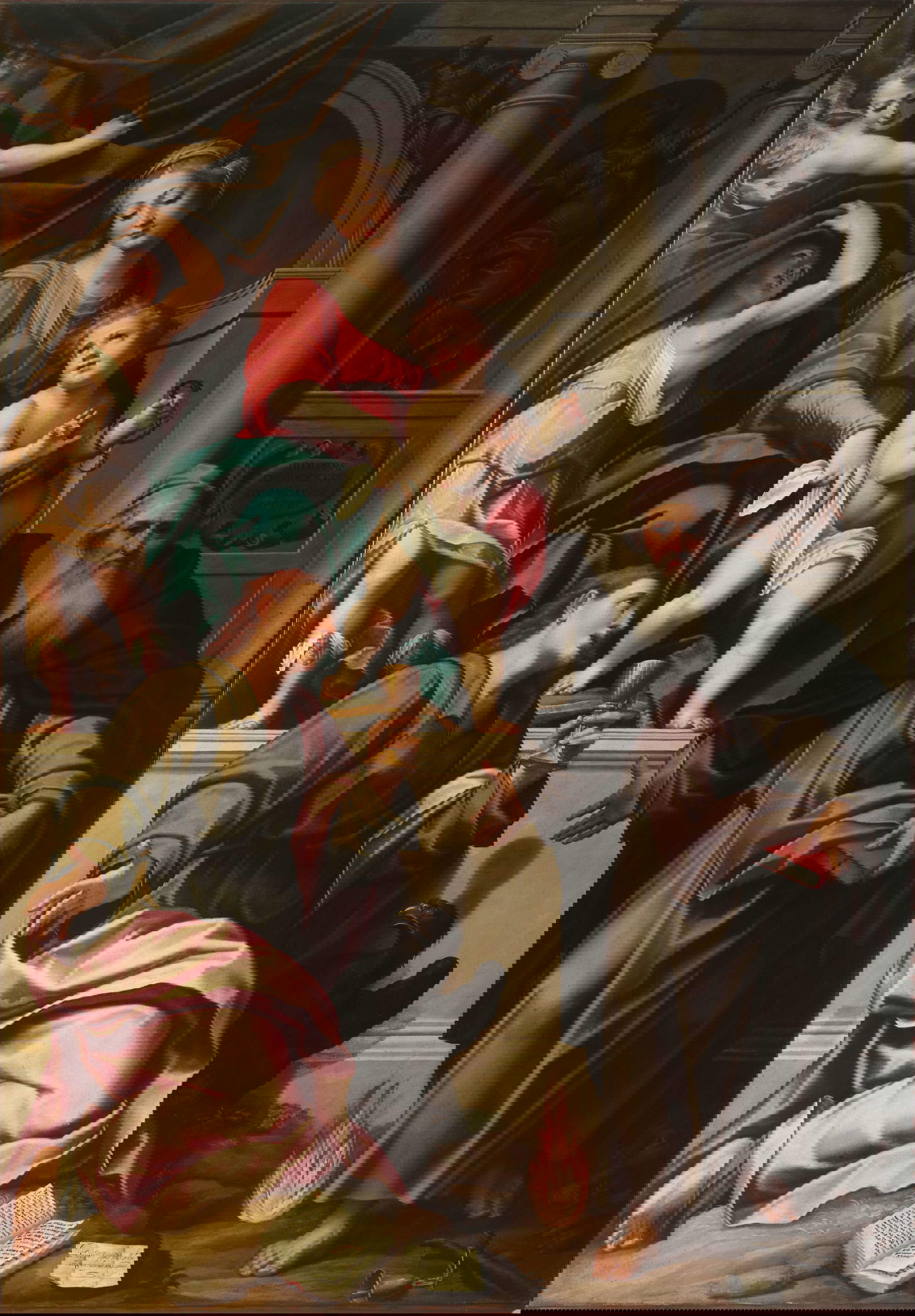 Giovanni Battista Trotti detto il Malosso, Madonna con il Bambino e i santi Antonio abate e Giovanni evangelista (1599; olio su tela, 256 x 178 cm; Piacenza, Musei Civici di Palazzo Farnese)