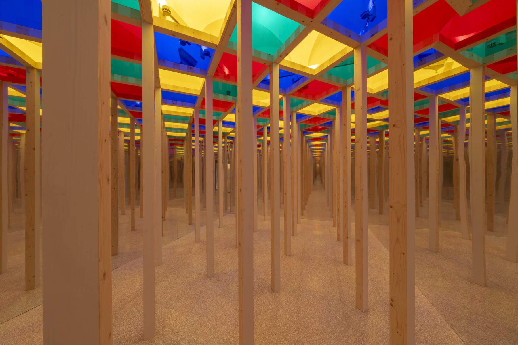 Daniel Buren, Harlequin to Infinity, in situ work, Palazzo Buontalenti, Pistoia, 2003-2005. Detail. Courtesy of Fondazione Pistoia Musei, photo OKNOstudio, Ela Bialkowska © DB - SIAE Rome Daniel Buren, Harlequin to Infinity, in situ work, Palazzo Buontalenti, Pistoia, 2003-2005. Detail. Courtesy of Fondazione Pistoia Musei, photo OKNOstudio, Ela Bialkowska © DB - SIAE Rome