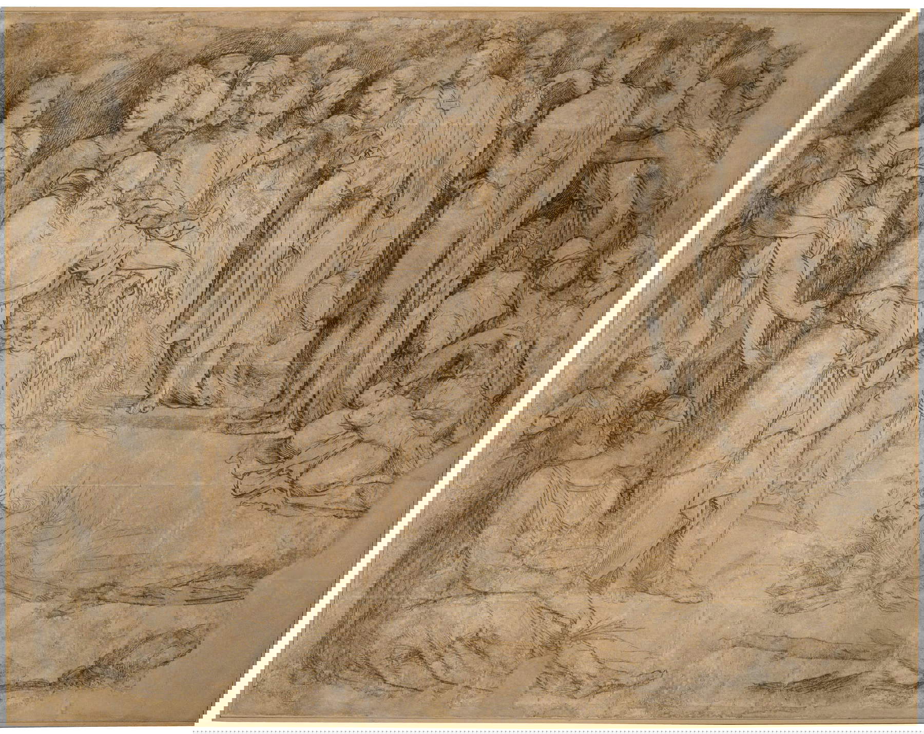 Domenico di Pace detto Beccafumi, Aronne fabbrica il vitello d’oro (1529-1531; cartone per il commesso marmoreo del pavimento del Duomo di Siena, dalla collezione Spannocchi, 1834; carboncino e inchiostro acquerellato; Siena Pinacoteca Nazionale, inv. 412) Domenico di Pace detto Beccafumi, Aronne fabbrica il vitello d’oro (1529-1531; cartone per il commesso marmoreo del pavimento del Duomo di Siena, dalla collezione Spannocchi, 1834; carboncino e inchiostro acquerellato; Siena Pinacoteca Nazionale, inv. 412)