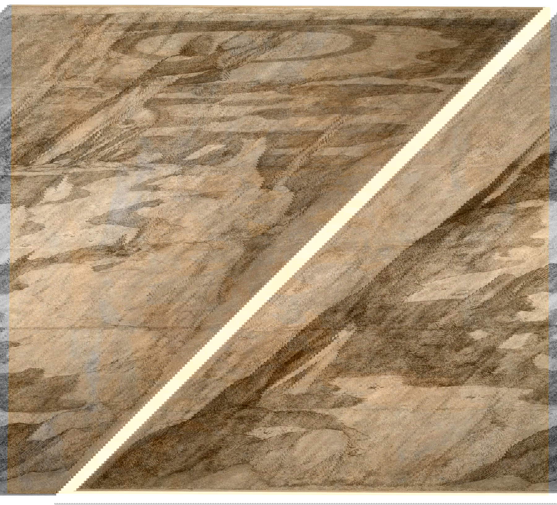 Domenico di Pace detto Beccafumi, Mosè sul Sinai riceve le tavole della legge (1529-1531; cartone per il commesso marmoreo del pavimento del Duomo di Siena, dalla collezione Spannocchi, 1834; carboncino e inchiostro acquerellato; Siena Pinacoteca Nazionale, inv. 411) Domenico di Pace detto Beccafumi, Mosè sul Sinai riceve le tavole della legge (1529-1531; cartone per il commesso marmoreo del pavimento del Duomo di Siena, dalla collezione Spannocchi, 1834; carboncino e inchiostro acquerellato; Siena Pinacoteca Nazionale, inv. 411)