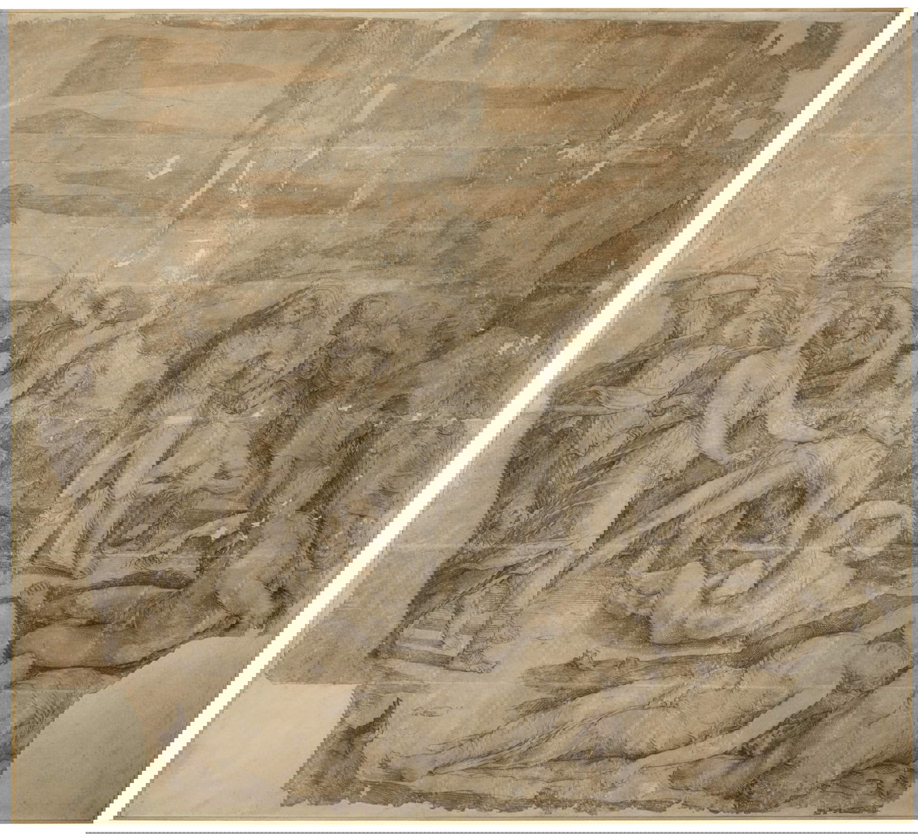 Domenico di Pace detto Beccafumi, Uccisione degli ebrei, adoratori del vitello d’oro, da parte dei Leviti (1529-1531; cartone per il commesso marmoreo del pavimento del Duomo di Siena, dalla collezione Spannocchi, 1834; carboncino e inchiostro acquerellato; Siena Pinacoteca Nazionale, inv. 415) Domenico di Pace detto Beccafumi, Uccisione degli ebrei, adoratori del vitello d’oro, da parte dei Leviti (1529-1531; cartone per il commesso marmoreo del pavimento del Duomo di Siena, dalla collezione Spannocchi, 1834; carboncino e inchiostro acquerellato; Siena Pinacoteca Nazionale, inv. 415)