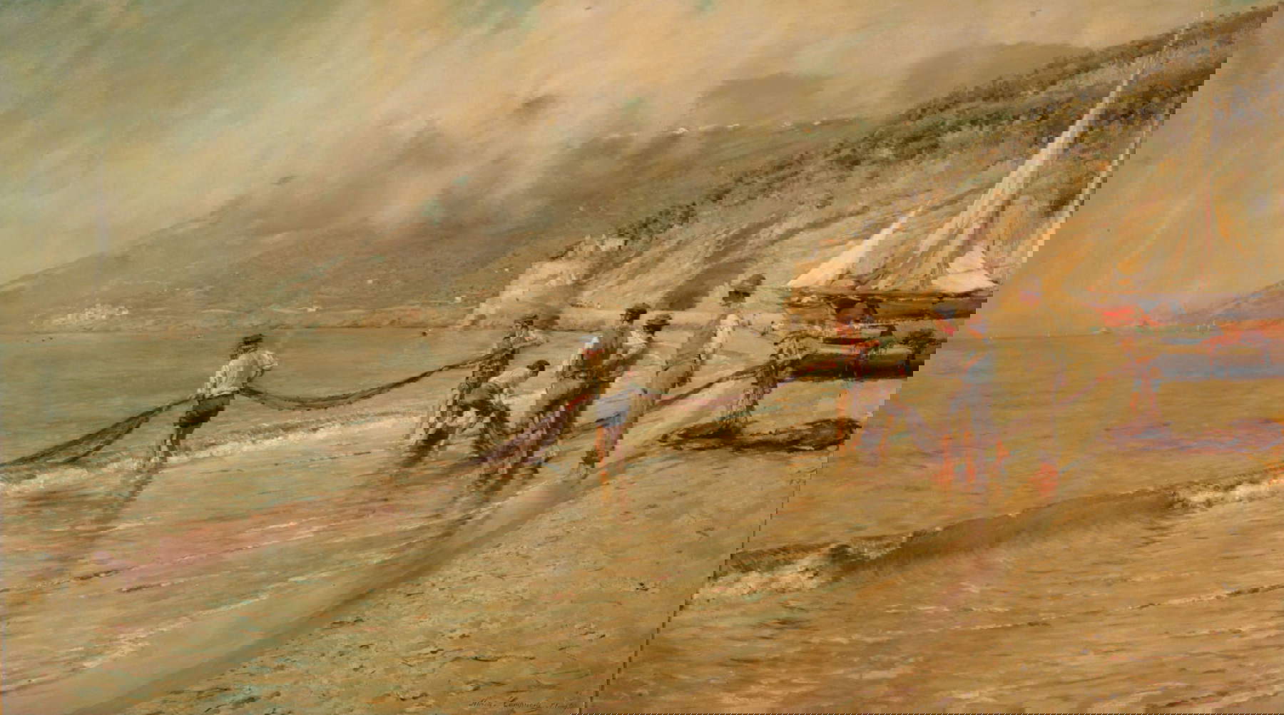 Alceste Campriani, Sirocco on the Amalfi Coast (1890-1895; oil on canvas, 159 x 92 cm; Rome, National Gallery of Modern and Contemporary Art, on deposit with the Chamber of Deputies)