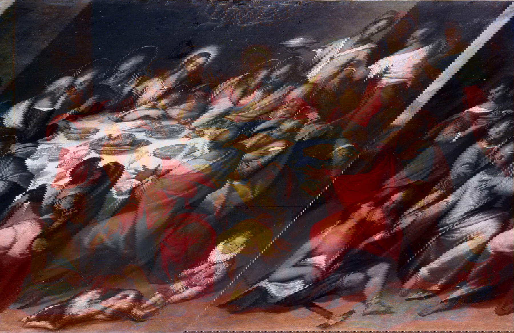 Andrea Schiavone, The Last Supper (oil on canvas, 216 x 140 cm; Venice, Gallerie dell'Accademia, on deposit with the Chamber of Deputies)