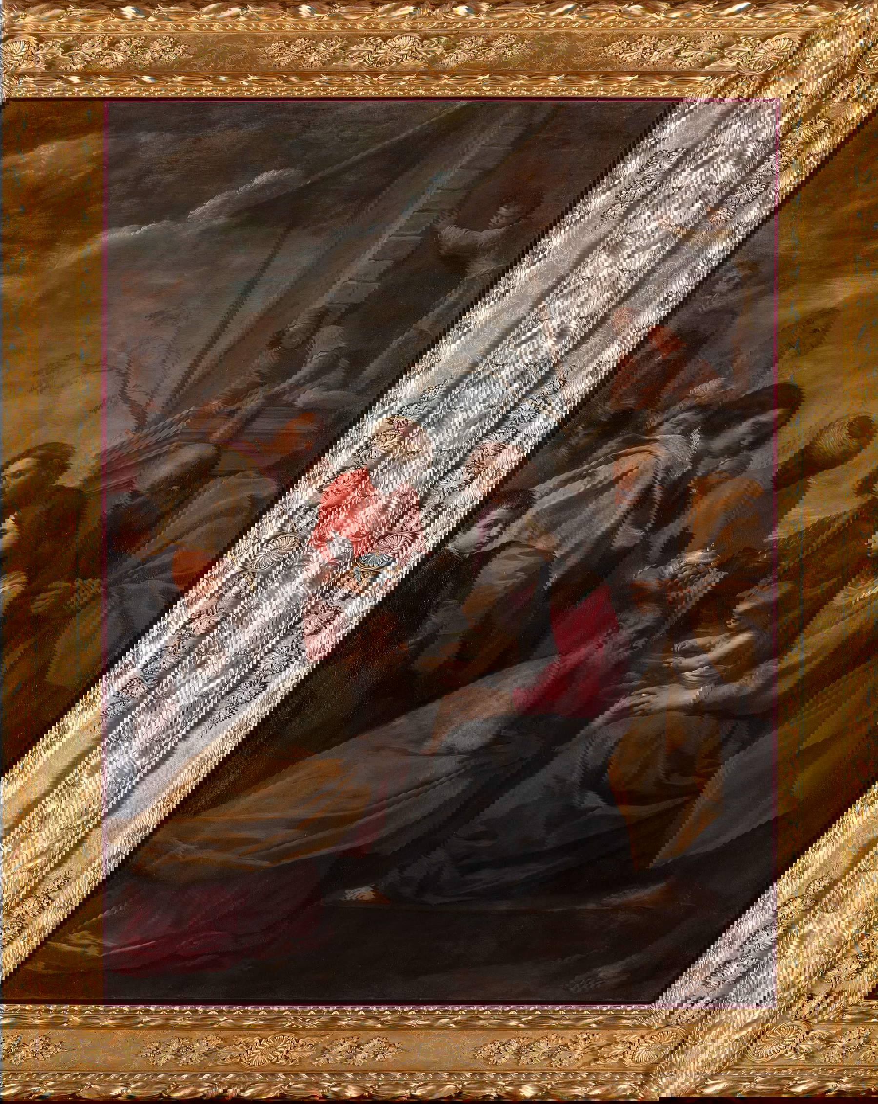 Simone Cantarini, Adoration of the Magi (c. 1628-1630; oil on canvas, 208.5 &times; 154.5 cm; Bologna, UniCredit Art Collection, Quadreria di Palazzo Magnani)