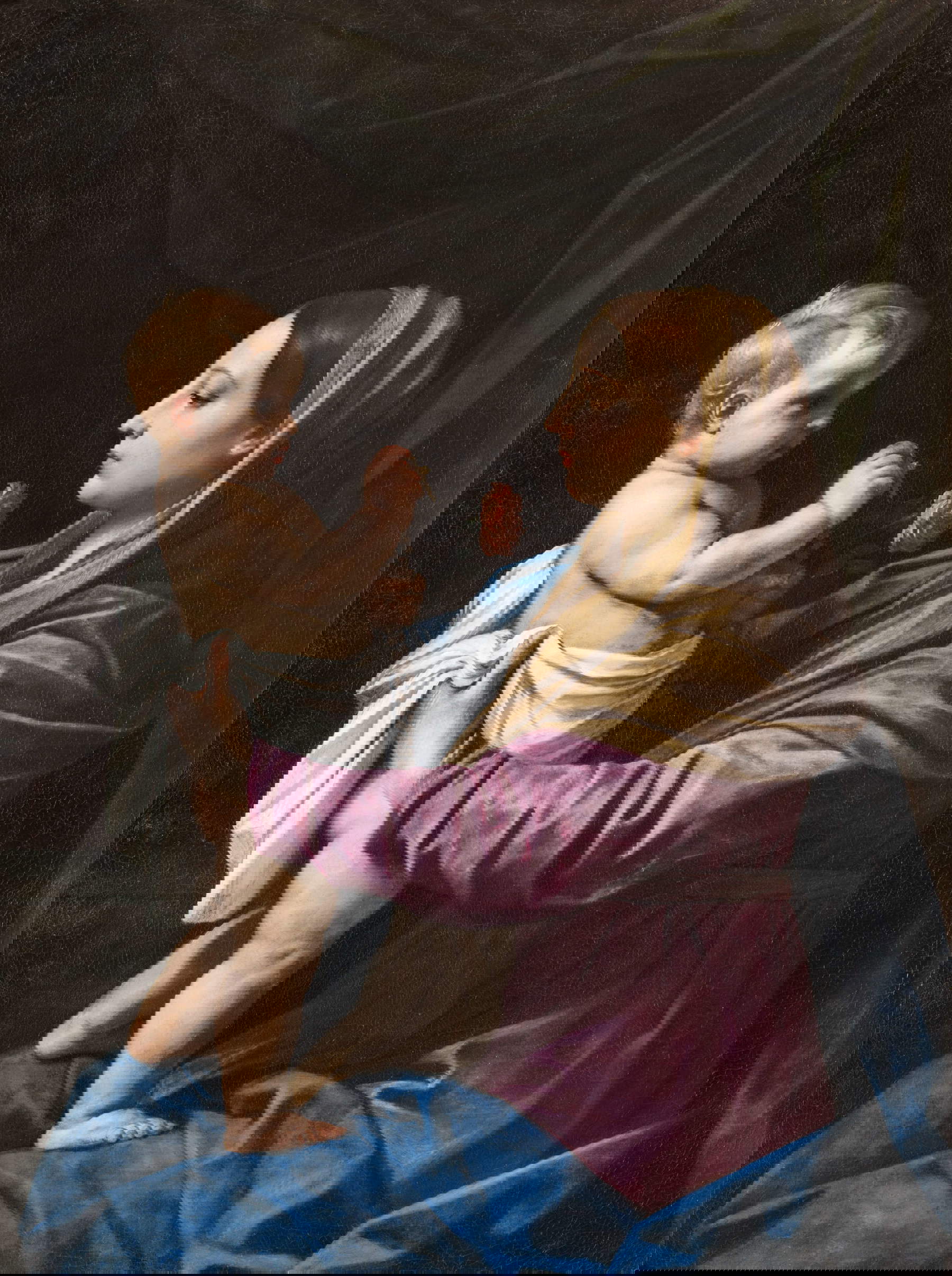 Simone Cantarini, Madonna of the Rose (1642; oil on canvas, 127.8 &times; 96.3 cm; Milan, Tommaso Caprotti Collection)