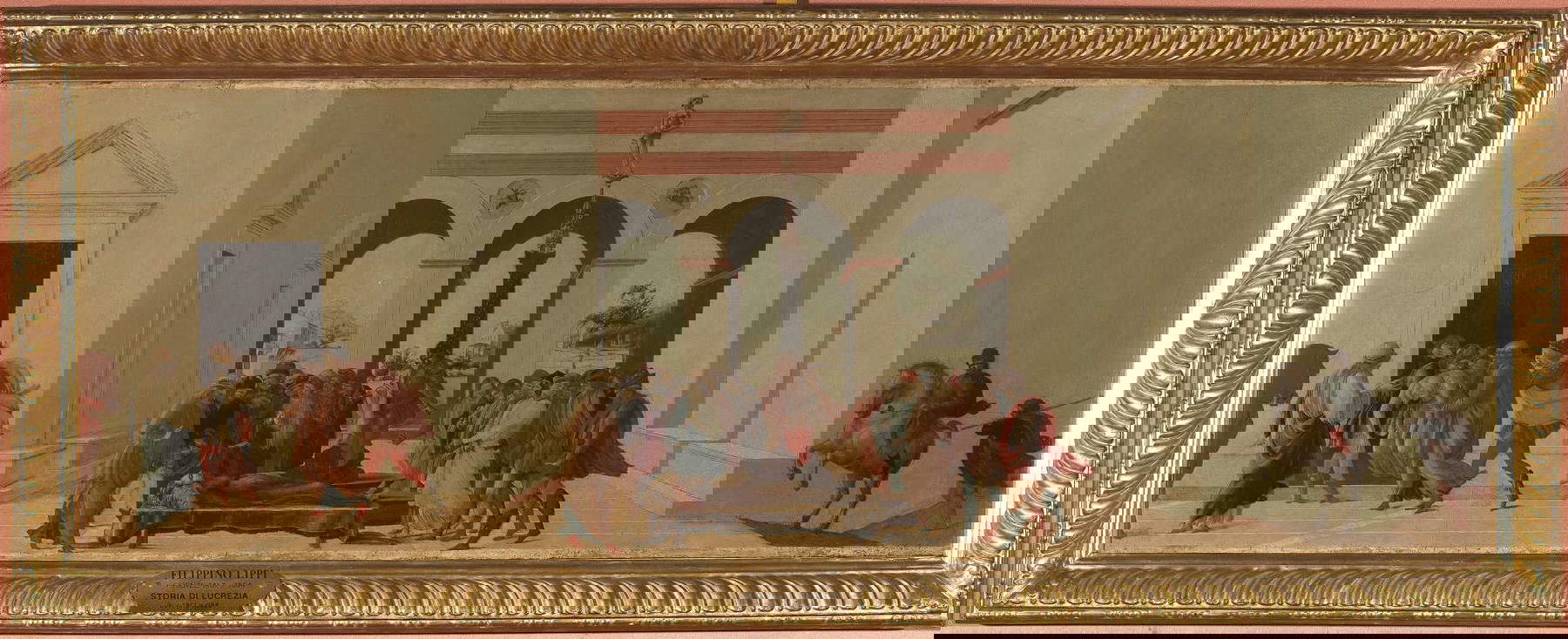 Filippino Lippi, Geschichten der Lucretia (um 1478-1480; Tempera auf Tafel, 42 x 126 cm; Florenz, Uffizien, Palazzo Pitti, Palatinische Galerie)