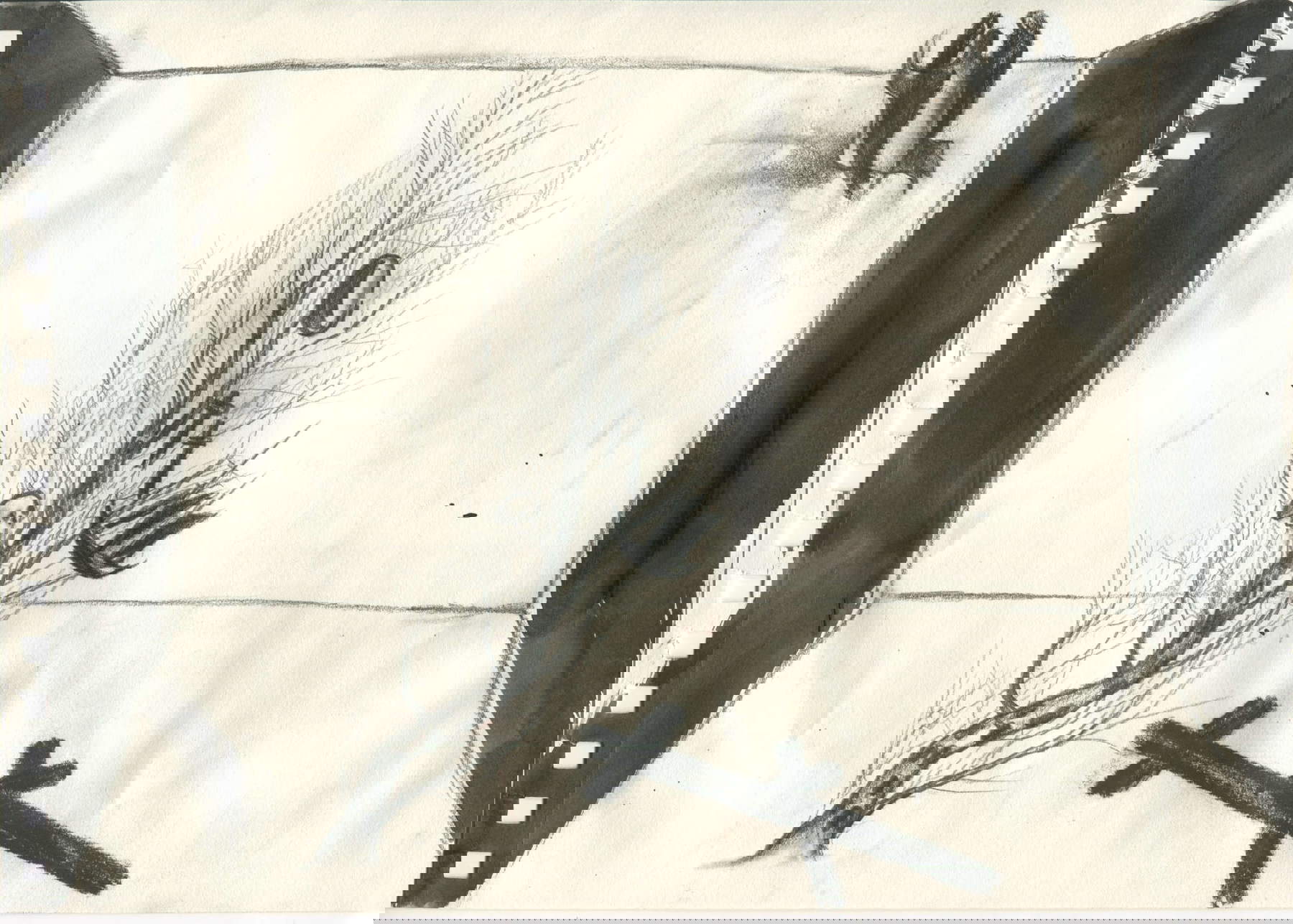 Enzo Cucchi, Senza titolo (2022; matita, carboncino e acquerello su carta, 21 x 29,6 cm) Enzo Cucchi, Senza titolo (2022; matita, carboncino e acquerello su carta, 21 x 29,6 cm)
