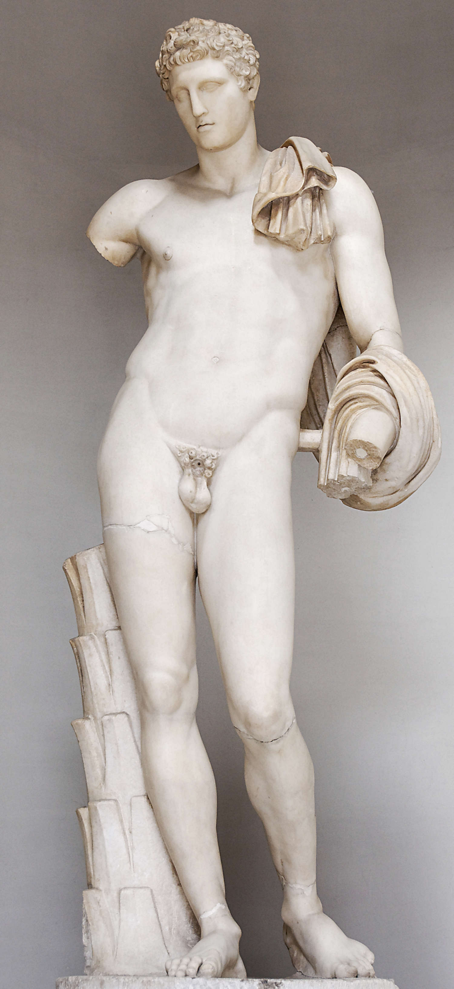Arte romana (copia da originale della scuola di Prassitele), Ermes Pio-Clementino (I-II secolo d.C.; marmo bianco, 195 cm; Citt&agrave; del Vaticano, Musei Vaticani, Museo Pio-Clementino)