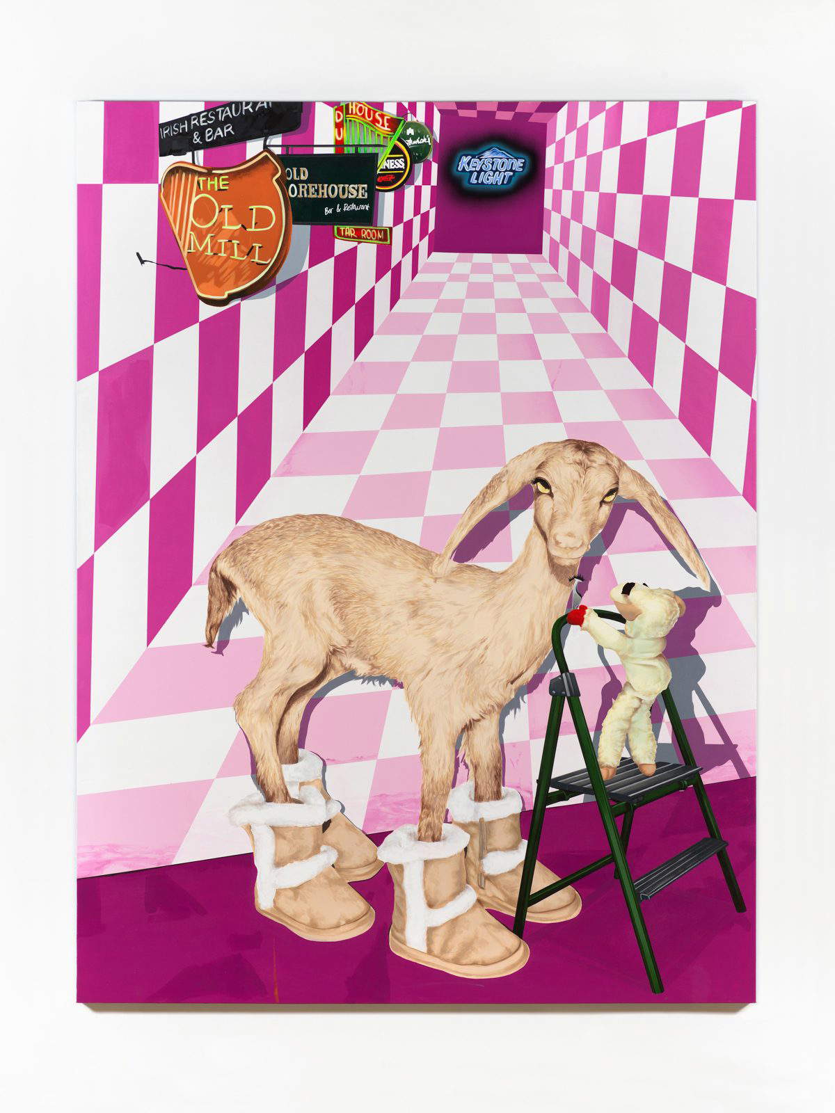 Jamian Juliano-Villani, Let&rsquo;s Kill Nicole (2019; acrilico su tela, 243,4 x 182,9 cm)