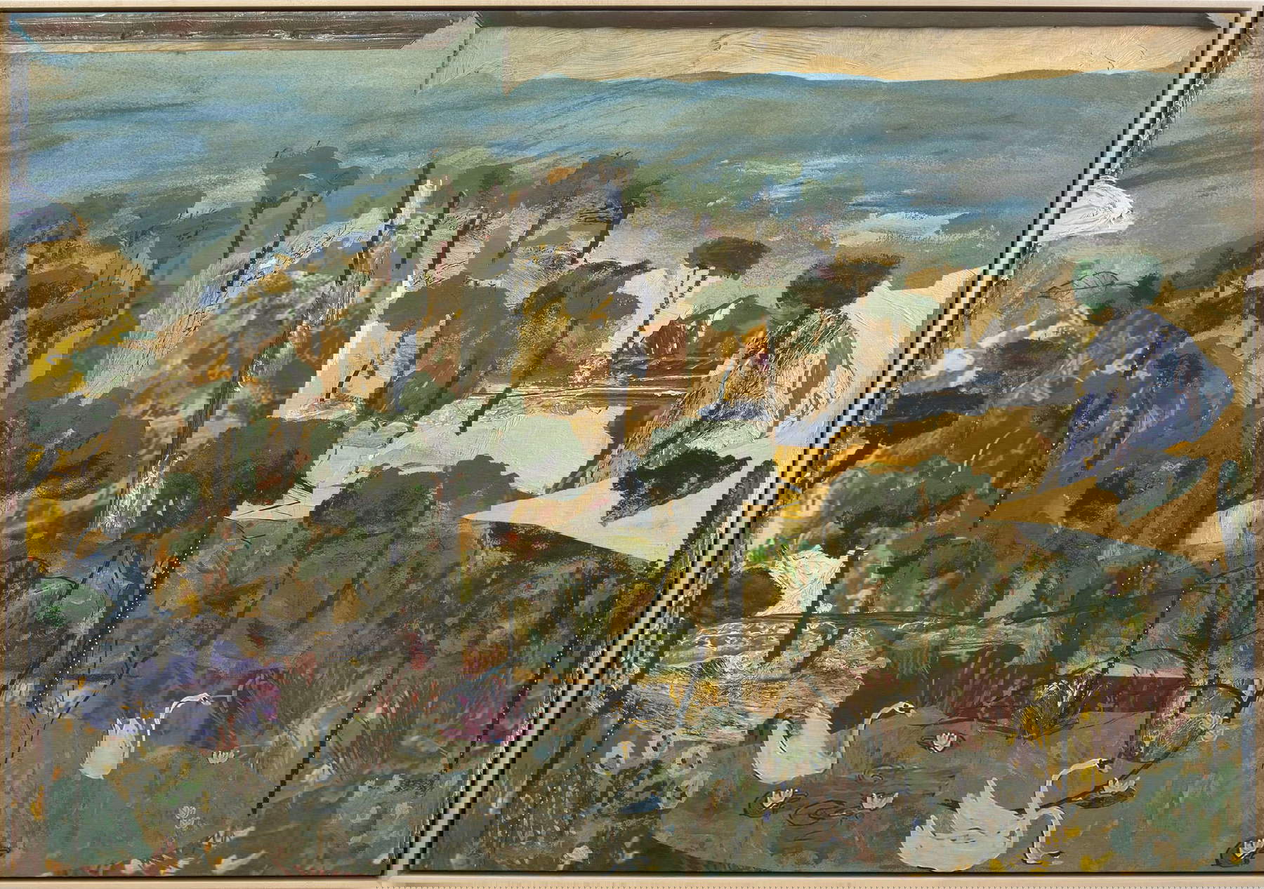 Petra Cortright, ELLE+DAILY EFFECT CIRCUIT eagle eye save tonight (2023 ; peinture numérique sur lin belge, 121,9 x 1774,6 cm).