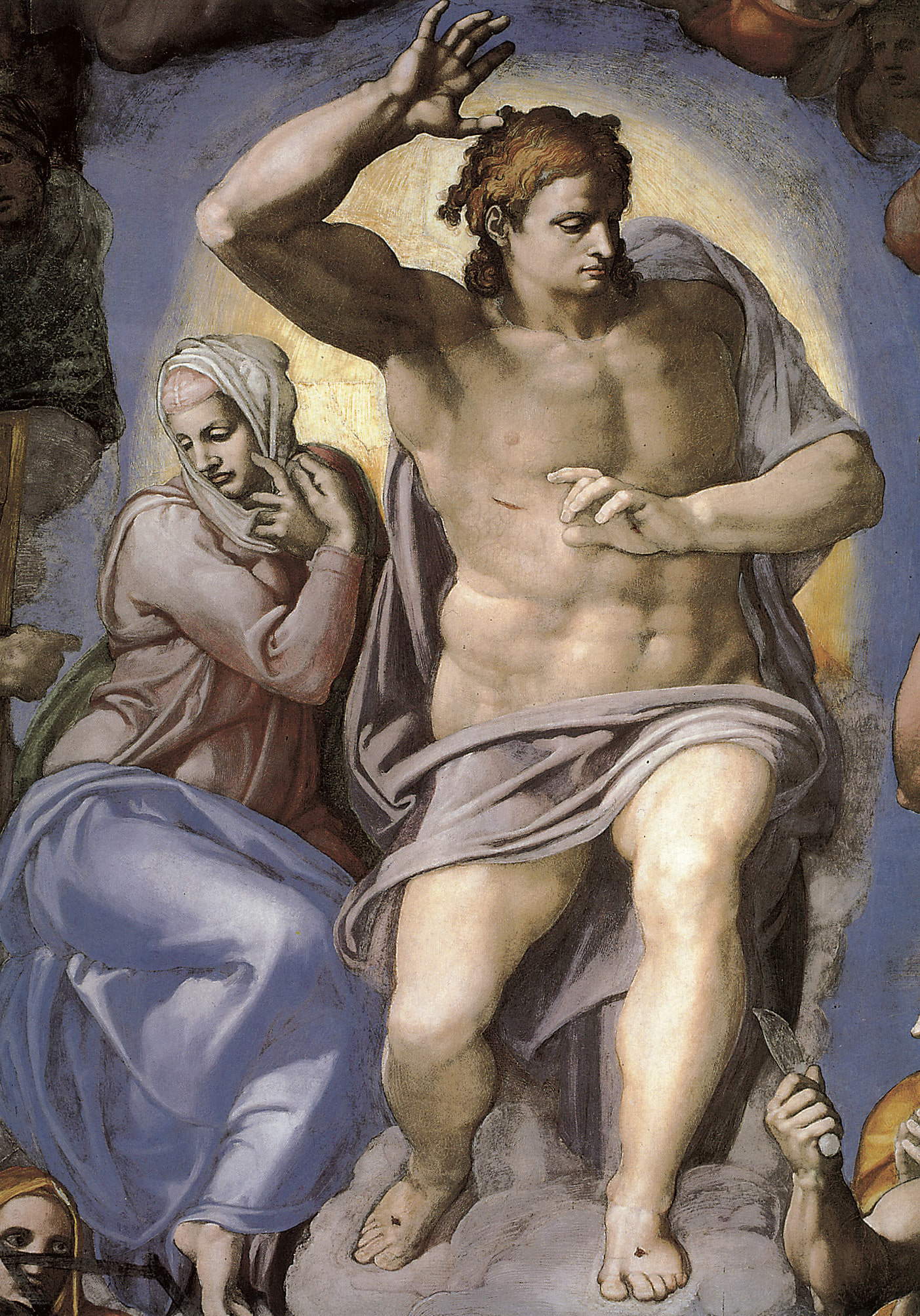 The detail with Christ the judge and Mary in Michelangelo's Last Judgment The detail with Christ the judge and Mary in Michelangelo's Last Judgment