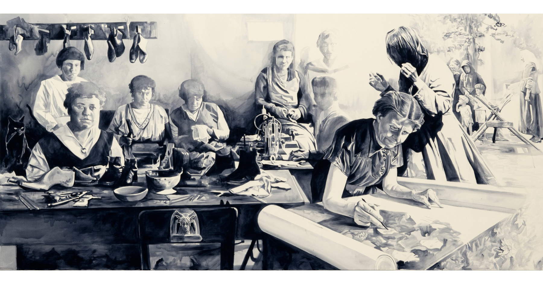 Giulia Andreani, Pour elles toutes Myrninerest (2024; acrilico su tela, 190,5&times;400,5 cm; Lugano, MASI - Museo d'Arte della Svizzera Italiana)