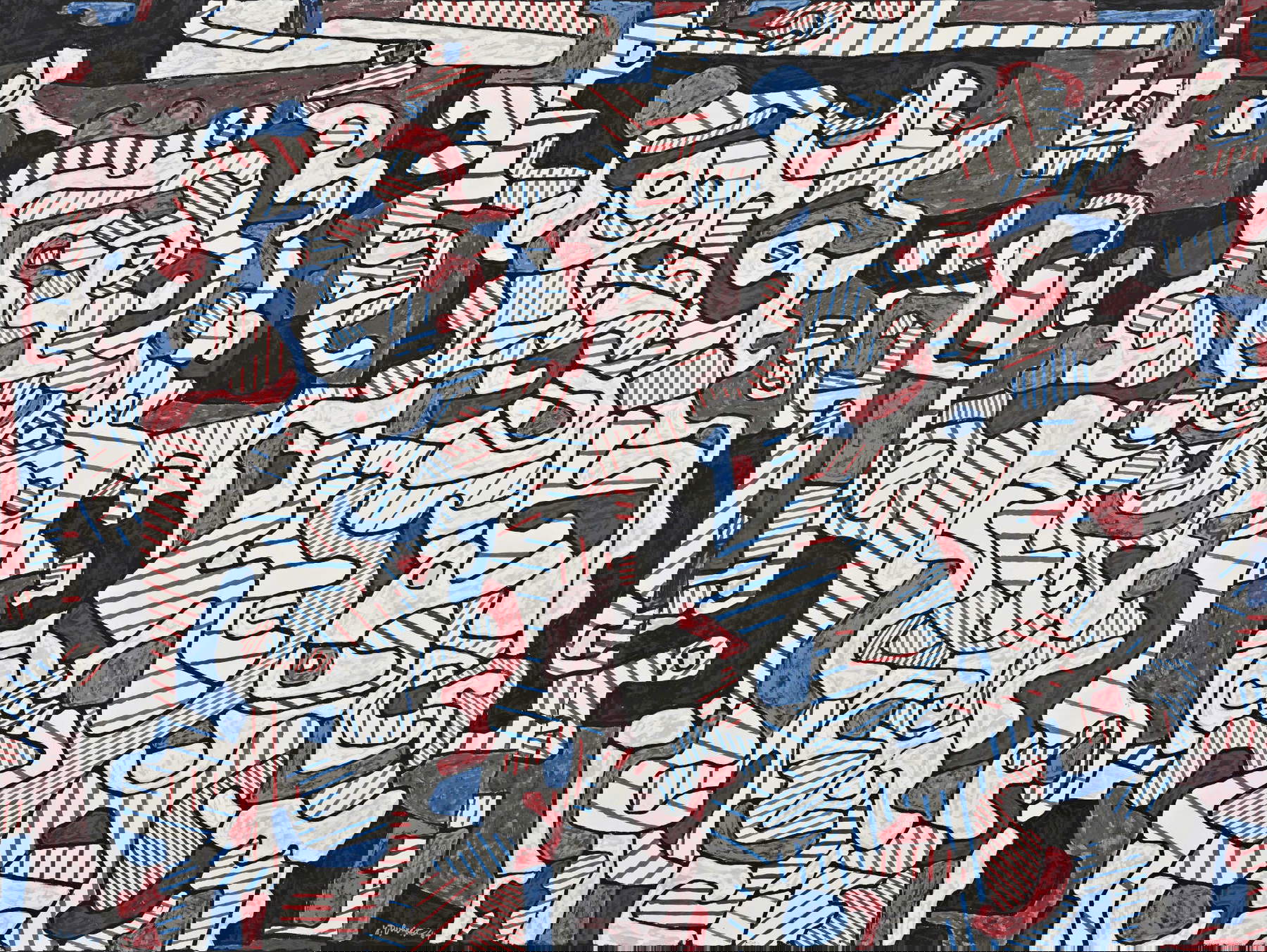 Jean Dubuffet, &Eacute;poux en visite (12. Dezember 1964; Vinyl auf Leinwand, 150 x 200 cm; Genf, Fondation Gandur pour l'Art)