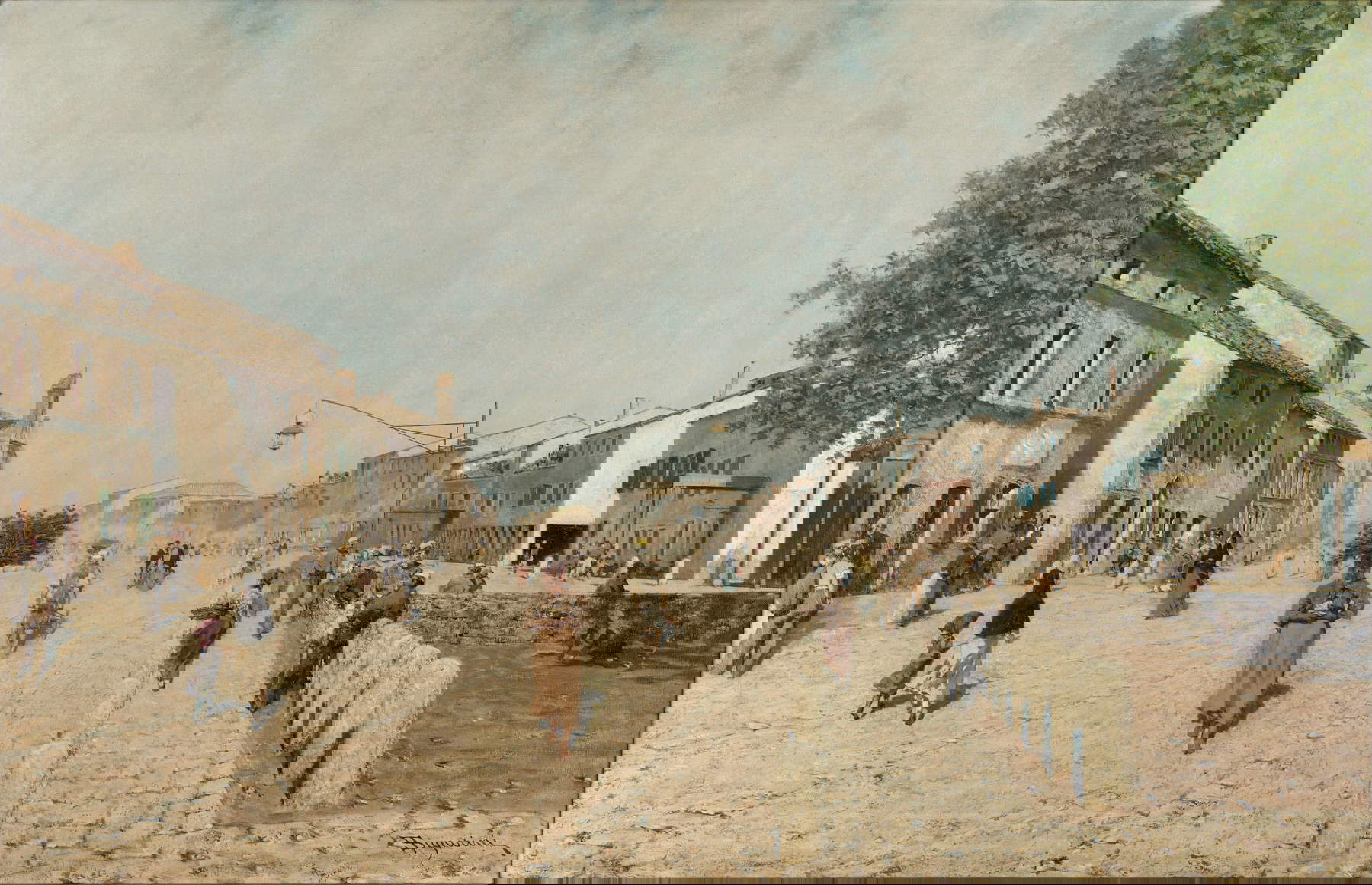 Telemaco Signorini, Sobborgo di Porta Adriana in Ravenna (1875; Öl auf Leinwand, 58 x 98 cm; Rom, Galleria Nazionale d'Arte Moderna e Contemporanea)