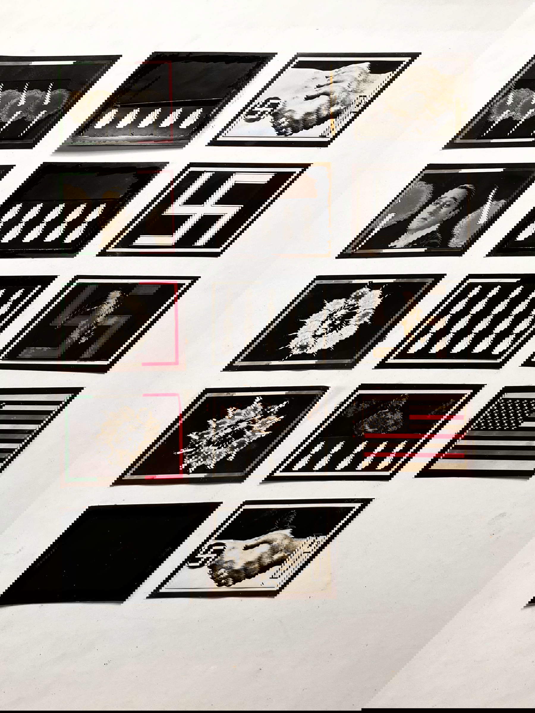 Mario Sasso, Storyboard per &ldquo;Storia di un italiano&rdquo; (1977; collage su cartoncino, 2 x 100 x 65 cm; Roma, Studio Sasso)