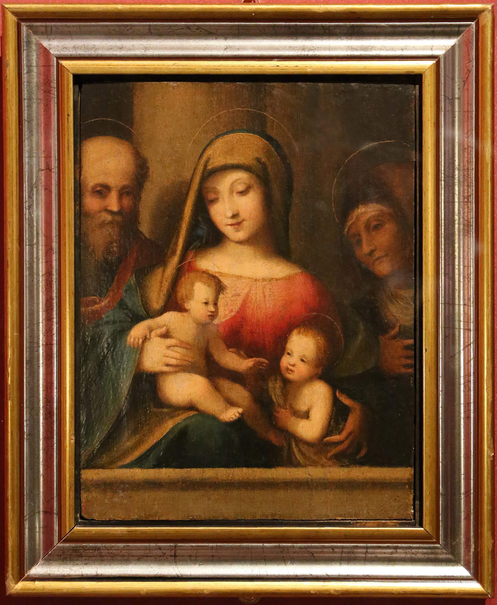 4. Antonio Allegri dit Le Corrège, Sainte Famille avec sainte Élisabeth (vers 1510 ; tempera sur panneau, 28 x 21,5 cm ; Pavie, Pinacothèque Malaspina)