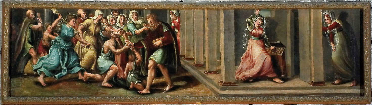 9. Attribué à Lelio Orsi, Elemosina di Sant'Omobono (1533-1535 ; huile sur panneau, 38,5x154,5 cm ; Reggio Emilia, Basilica di San Prospero)