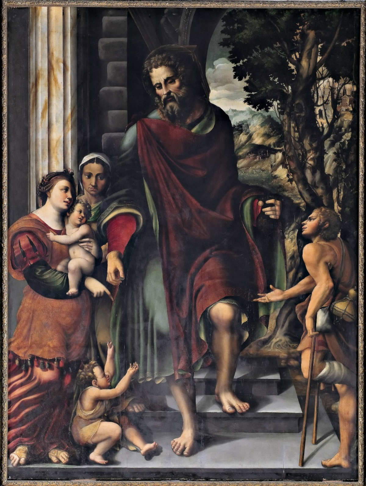 10. Nicol&ograve; Patarazzi, Saint Omobono fait l'aumône aux pauvres (1533-1535 ; huile sur panneau, 209 x 154,5 cm ; Reggio Emilia, Basilica di San Prospero)