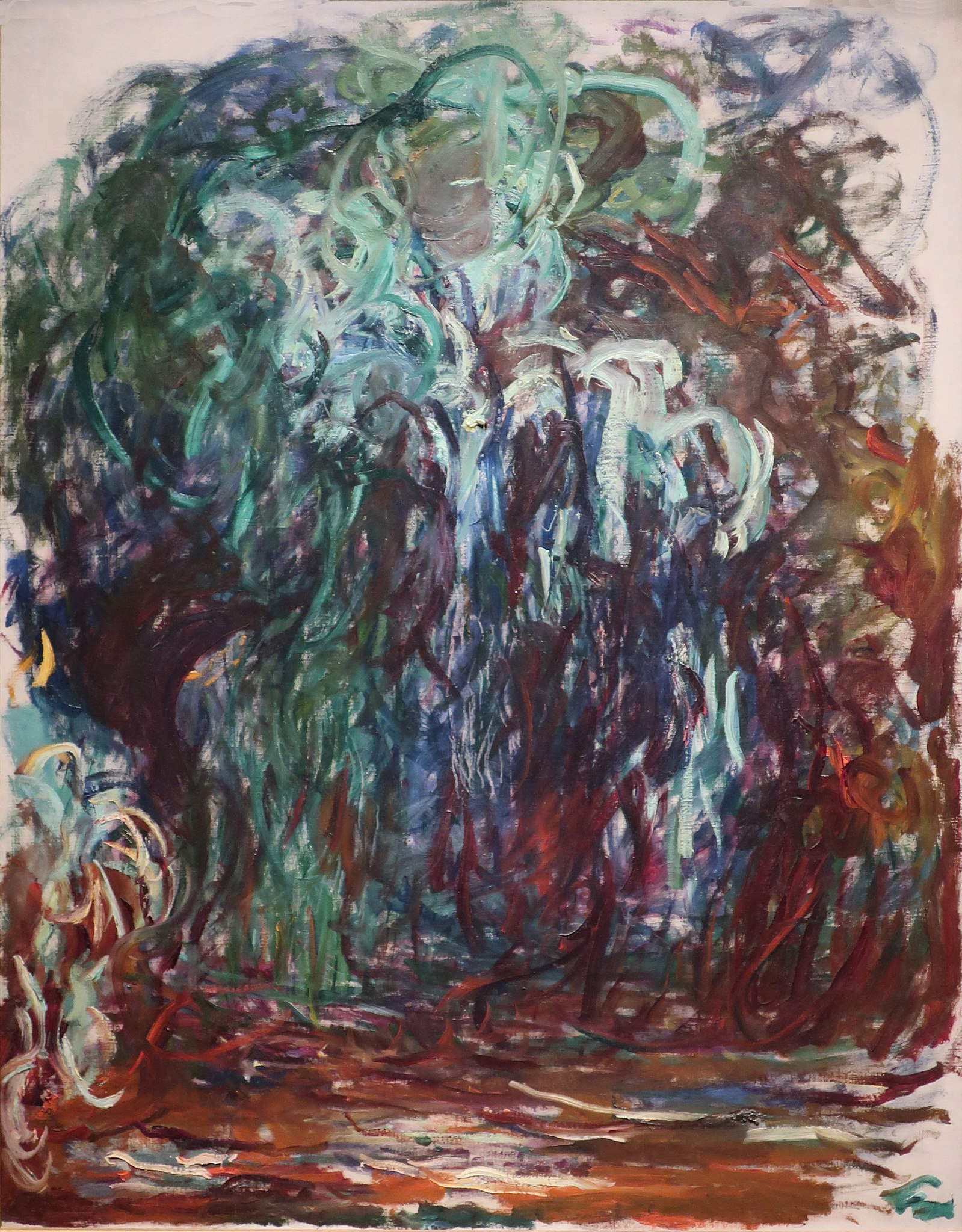 Claude Monet, Il salice piangente (1921-1922 circa; olio su tela, 116&times;89 cm; Parigi, Mus&eacute;e Marmottan Monet, lascito Michel Monet, 1966, Inv. 5107)
