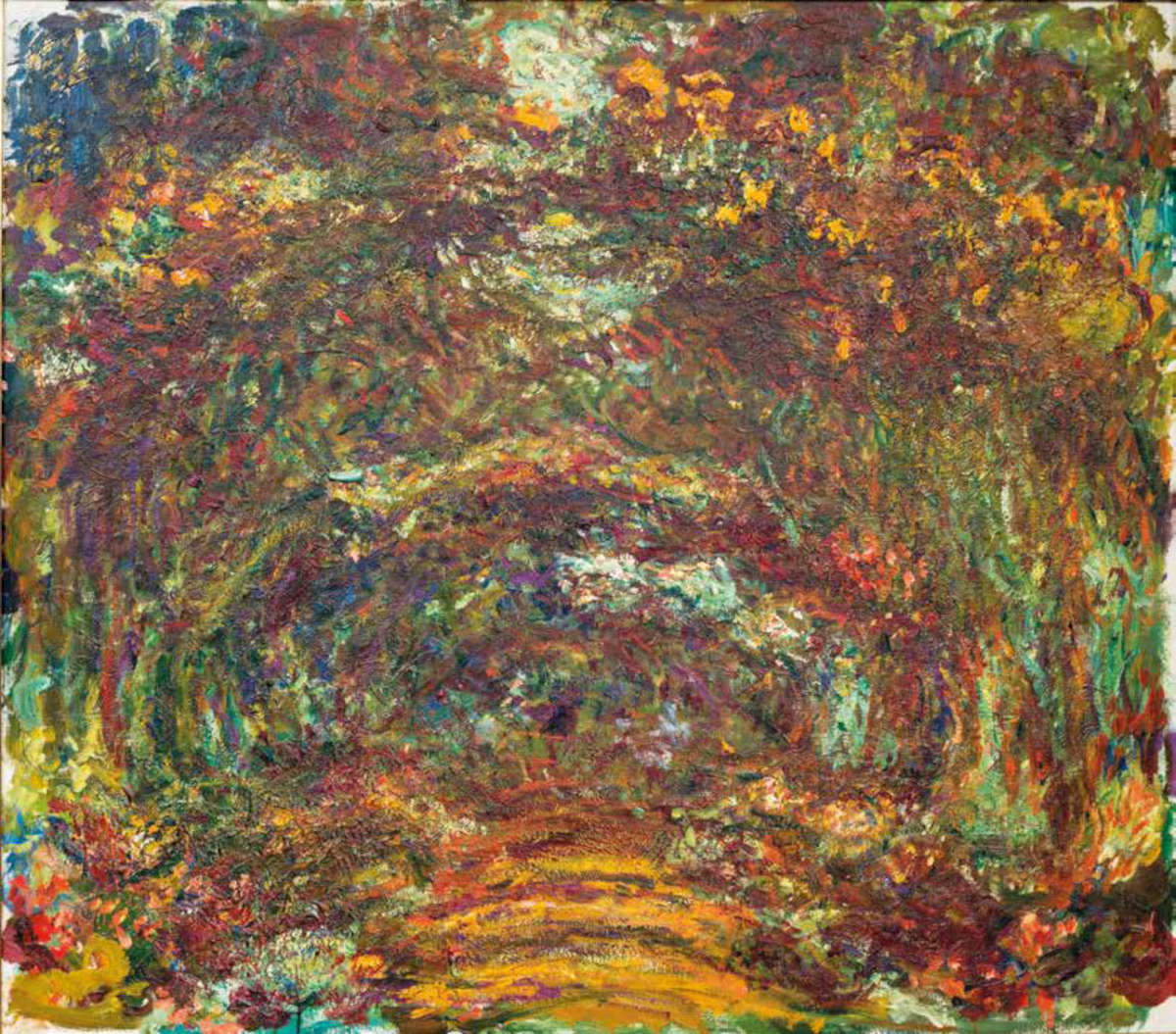 Claude Monet, Il viale delle rose (1920-1922 circa; olio su tela, 89 &times; 100 cm; Parigi, Mus&eacute;e Marmottan Monet, lascito Michel Monet, 1966, Inv. 5089)