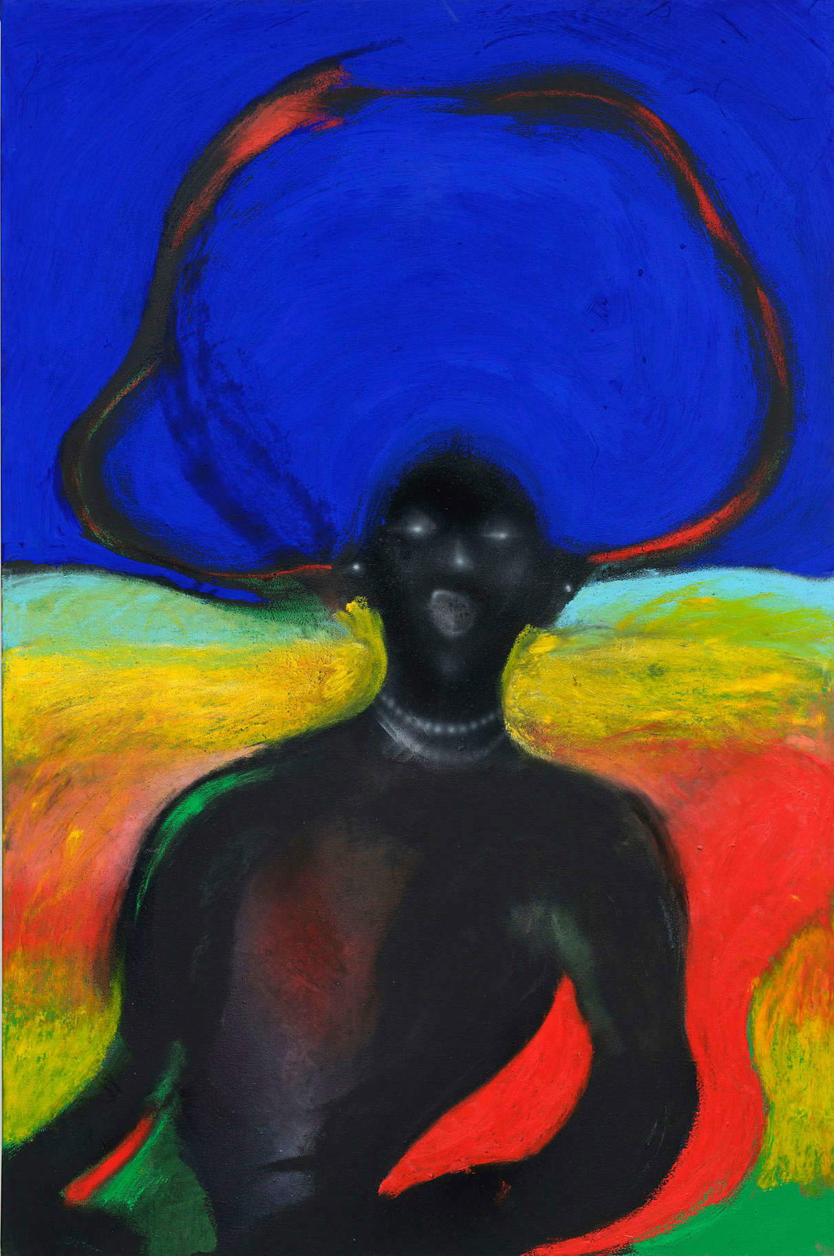 Pol Taburet, XXX.hot.Love.Ily.doyou? (2021; acrilico, pittura a base di alcol e pastello a olio su lino, 146 x 97 cm)