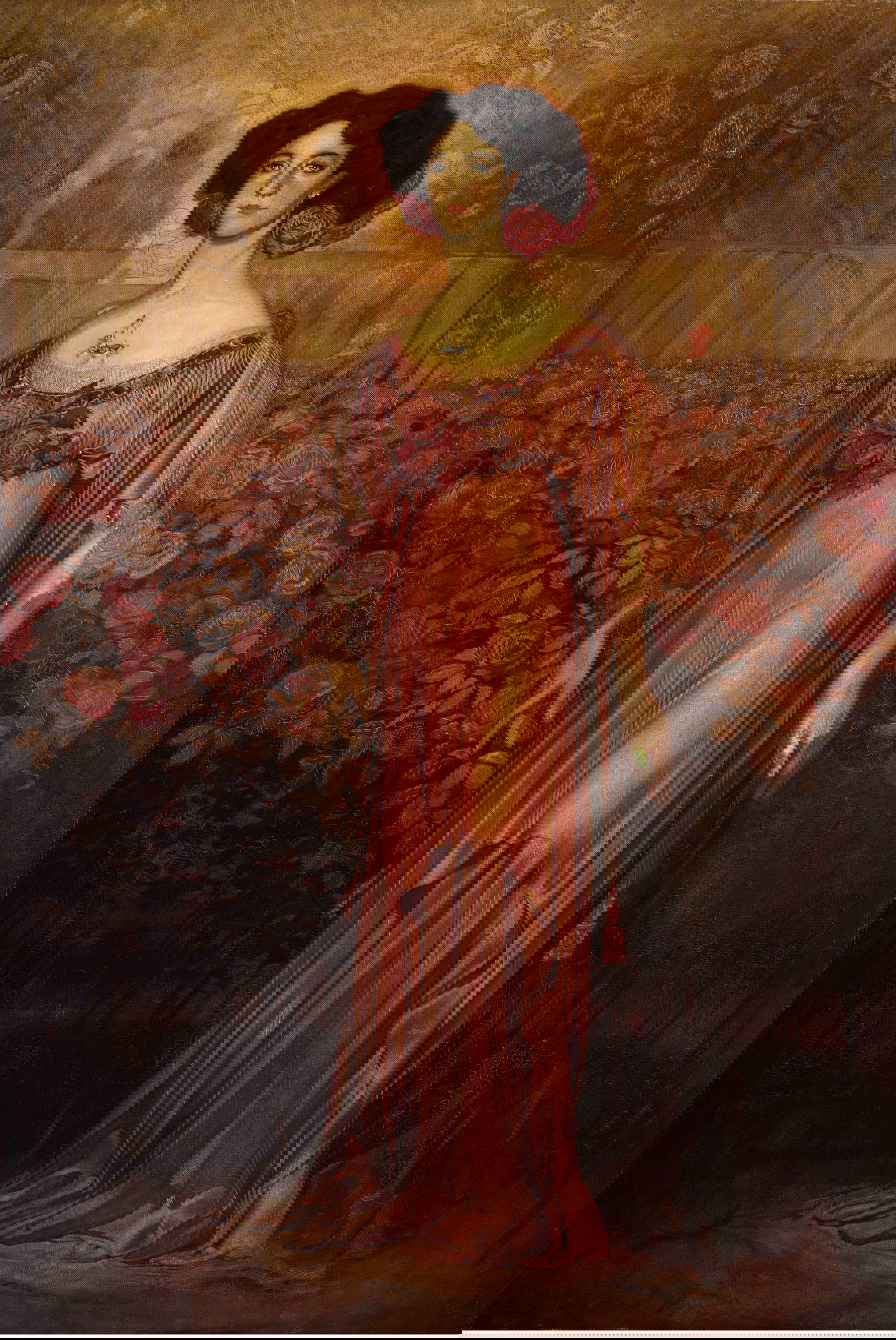 N&eacute;stor Mart&iacute;n-Fern&aacute;ndez de la Torre, La germana de las rosas (1908 ; huile sur toile, 139,5 x 203,5 cm ; Las Palmas de Gran Canaria, Museo N&eacute;stor). Photo : Fernando Cova del Pino