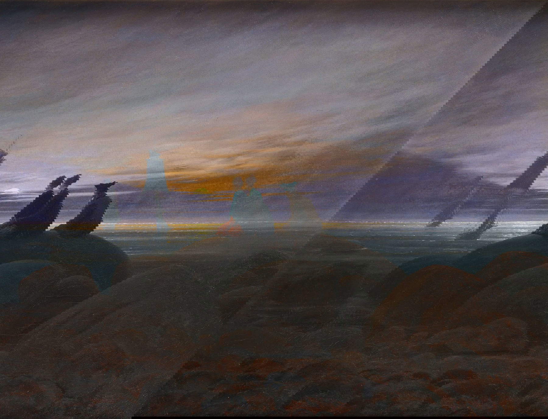 Caspar David Friedrich, Luna sul mare (1822; olio su tela, 55 x 71 cm; Berlino, Alte Nationalgalerie) Caspar David Friedrich, Luna sul mare (1822; olio su tela, 55 x 71 cm; Berlino, Alte Nationalgalerie)