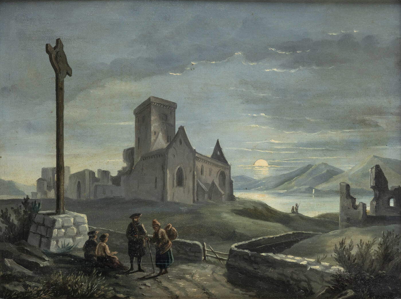 Vincenzo Antonio Revelli, Chiaro di luna sul lago (primo quarto del XIX secolo; olio su cartone, 27 x 35 cm; Collezione privata) Vincenzo Antonio Revelli, Chiaro di luna sul lago (primo quarto del XIX secolo; olio su cartone, 27 x 35 cm; Collezione privata)