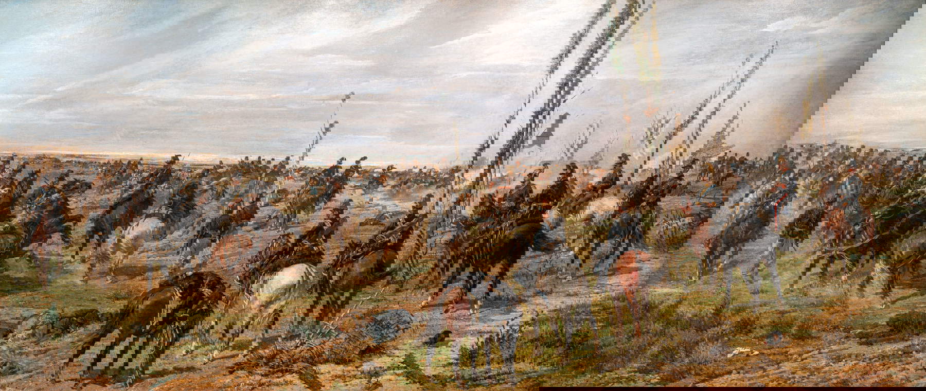 Giovanni Fattori, The Assault on the Madonna of Discovery (1868; oil on canvas, 176 x 411 cm; Livorno, Museo Civico Giovanni Fattori, inv. 1991/1026, M223) Giovanni Fattori, The Assault on the Madonna of Discovery (1868; oil on canvas, 176 x 411 cm; Livorno, Museo Civico Giovanni Fattori, inv. 1991/1026, M223)